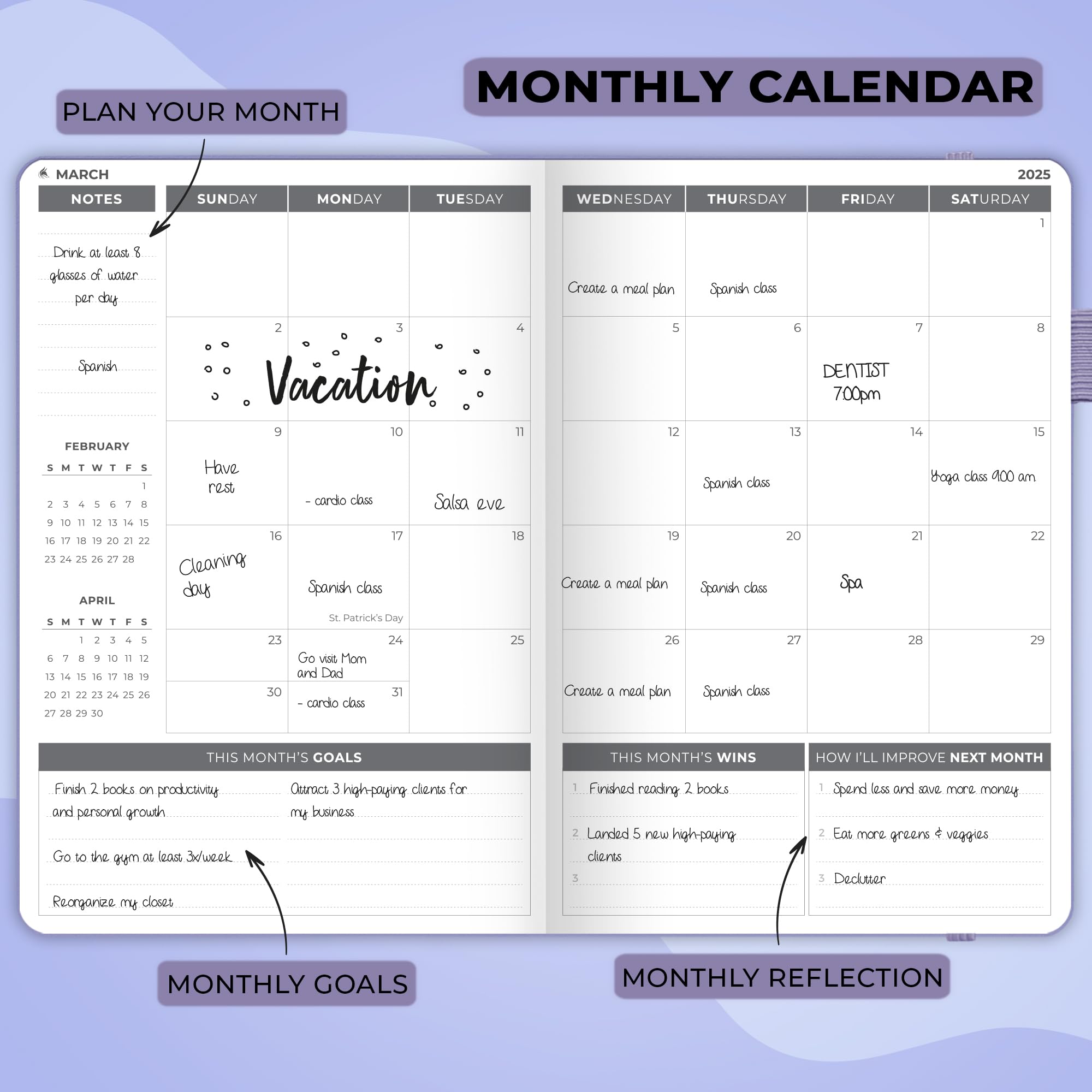 Clever Fox Dated Planner 2025-2026 - Weekly & Monthly Life Organizer with Habit Tracker, To-Do Lists & Goal Setting - Productivity Planner for Work, School & Personal Time Management (Lavender) - Perfect for Students, Professionals & Busy Moms