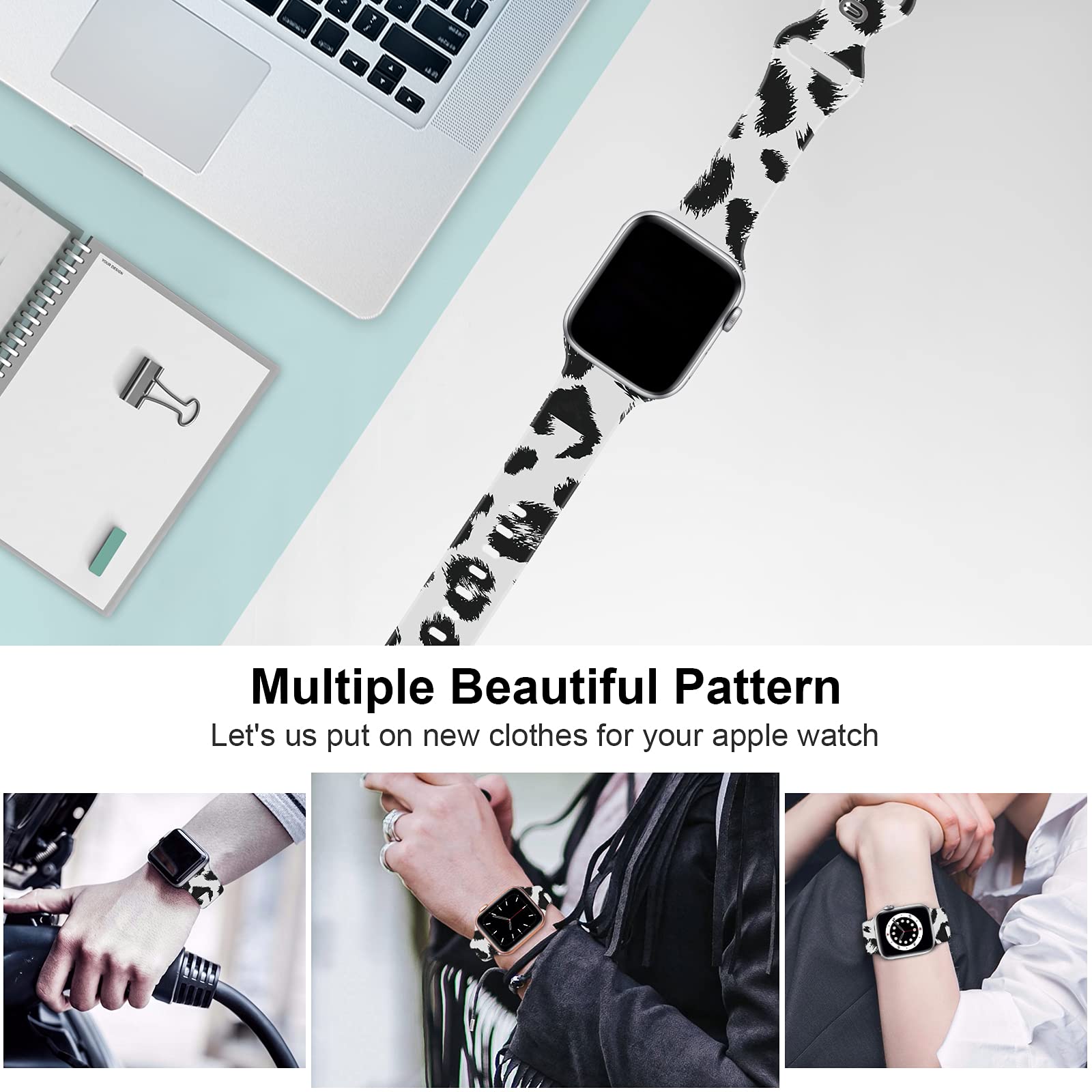 Soft Silicone Apple Watch Bands 38mm 40mm 42mm 44mm - Sport Replacement Strap for iWatch Series 6/5/4/3/2/1/SE - Breathable Comfortable Wristband for Men & Women - Perfect for Running, Gym & Daily Wear