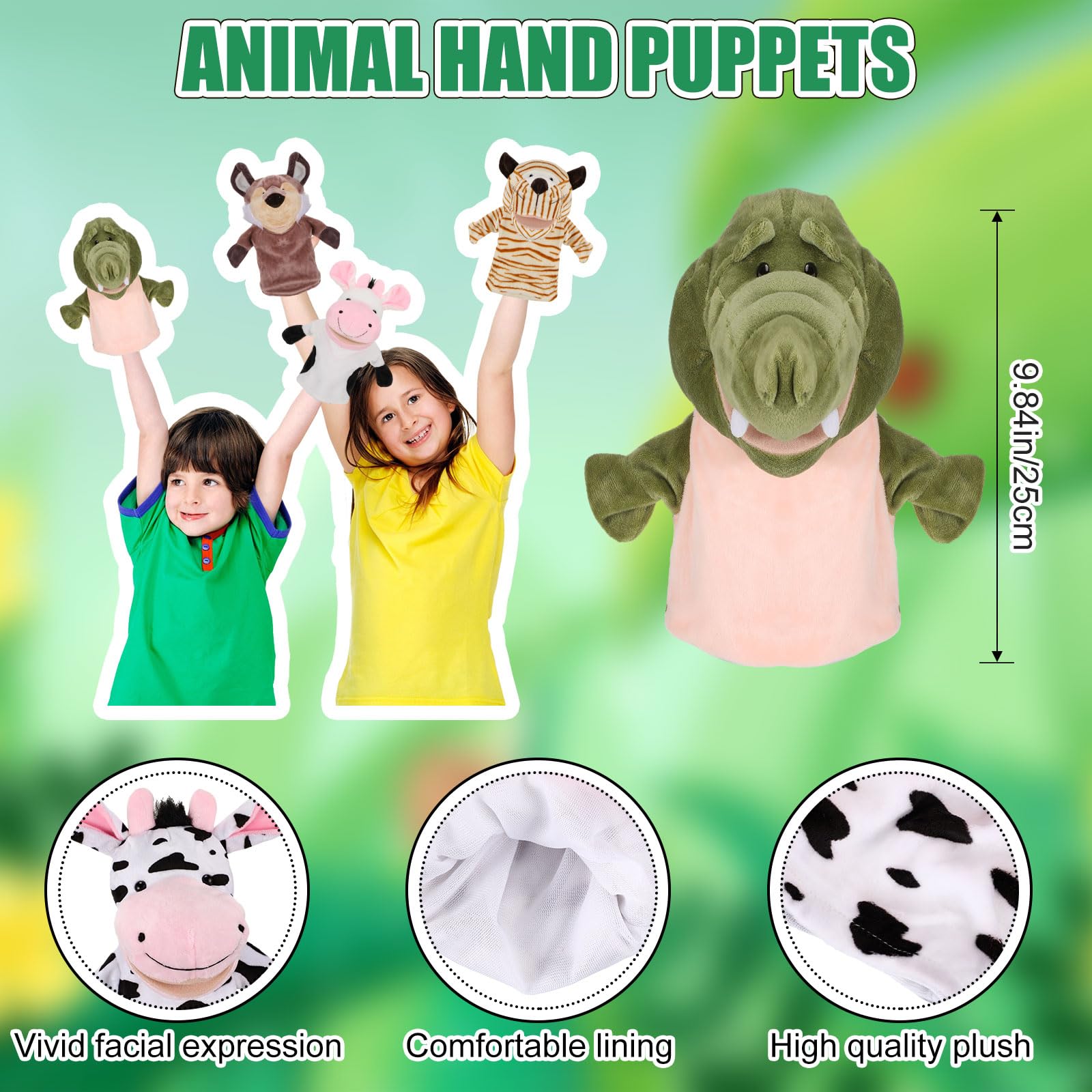 Syhood 8 Pcs Animal Hand Puppets for Kids - Movable Mouth Plush Toys for Storytelling, Birthday Gifts & Easter Basket Stuffers - Perfect for Toddler Playtime, Classroom Activities & Interactive Learning (Lovely Animal Set)