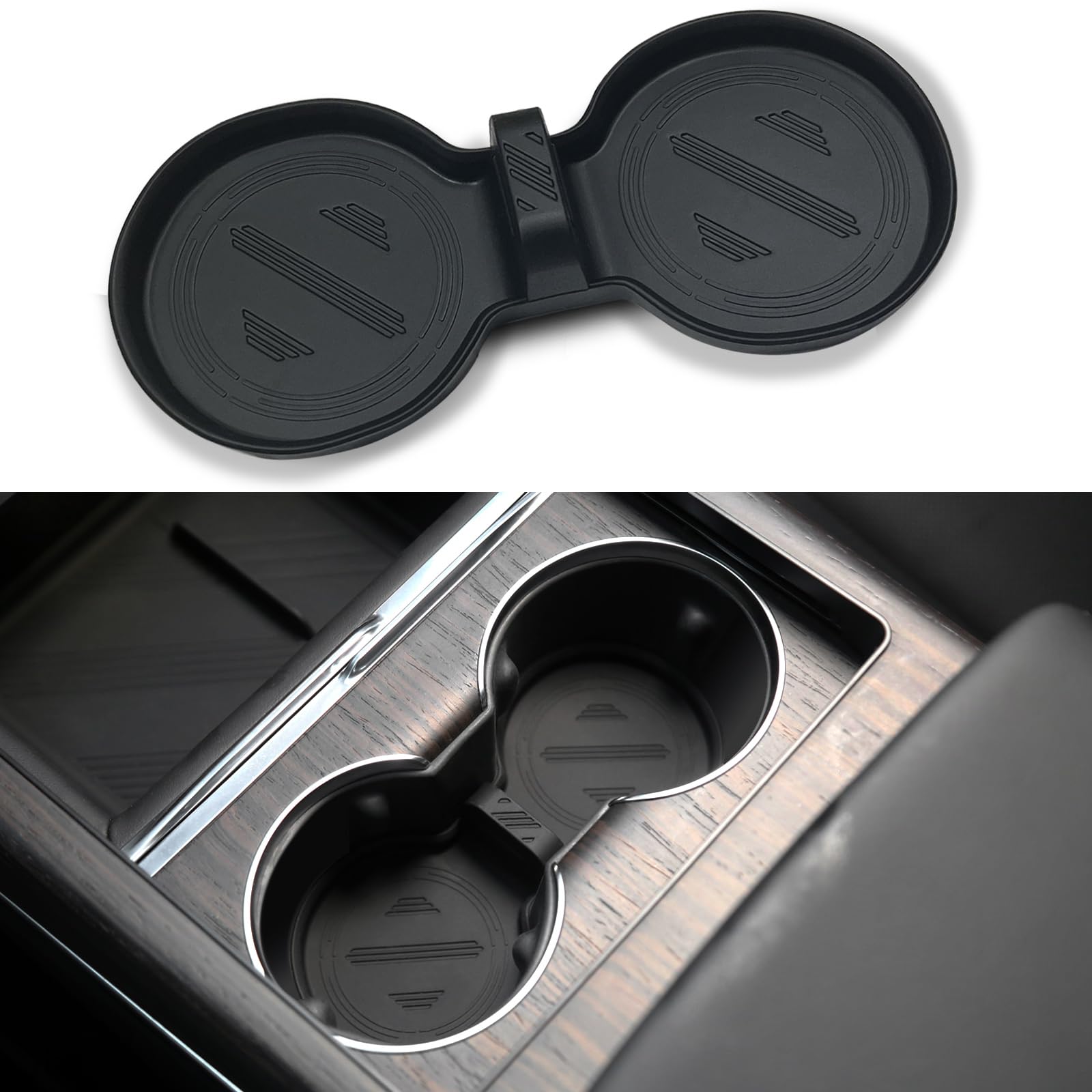 Non-Slip Silicone Cup Coasters for Tesla Model 3/S/X (2022-2024) - Recessed Cup Holder Accessories, Washable Interior Car Decor - Perfect for Road Trips & Daily Commutes - Black