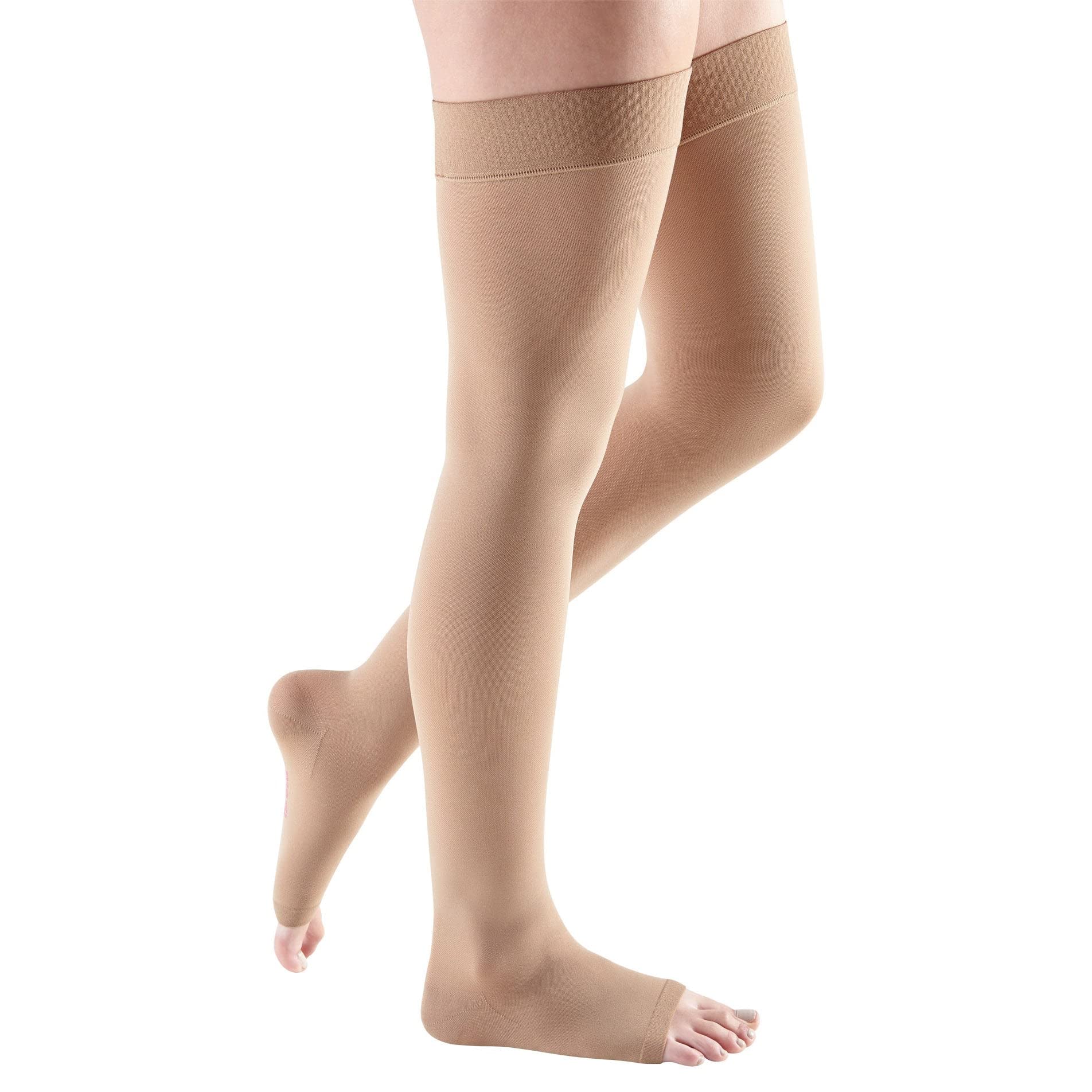 Mediven Comfort Women's 30-40 mmHg Thigh High Open Toe Compression Stockings - Ebony - Class II - Perfect for Varicose Veins, Lymphedema & Post-Surgery Recovery