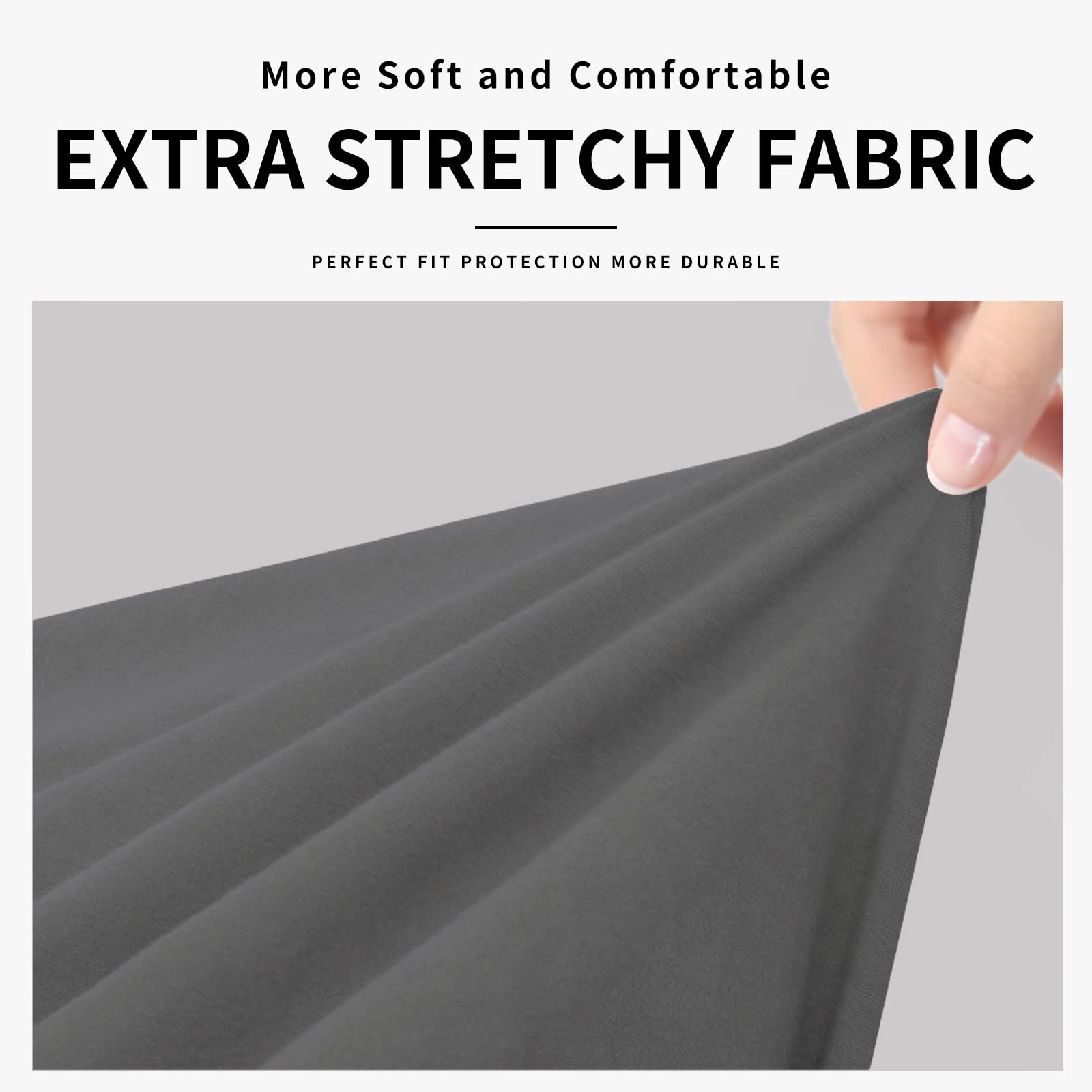 Waterproof Stretch Sofa Cover for Dogs & Kids - 100% Leakproof, Soft Couch Slipcover for 3-Cushion Couches - Gray Furniture Protector for Pets & Family (Perfect for Homes with Active Pets or Young Children)