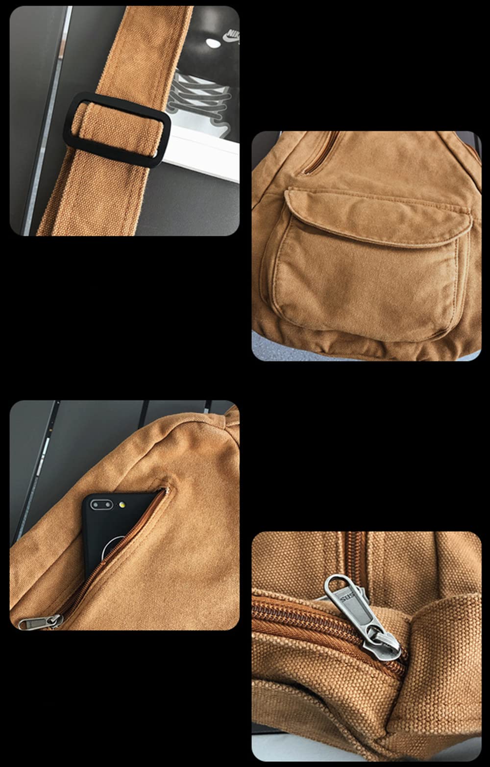 Stylish Unisex Canvas Crossbody Bag - Durable Shoulder Bag for Men & Women - Perfect for University Campus, Travel & Outdoor Activities