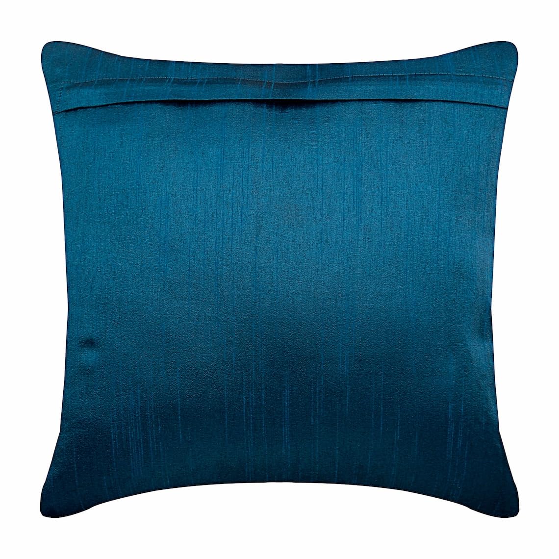 Royal Blue 18x18 Inch (45x45 cm) Square Silk Throw Pillow Cover with 3D Metallic Sequins Border - Elegant Home Decor for Sofa, Bed, Living Room & Office