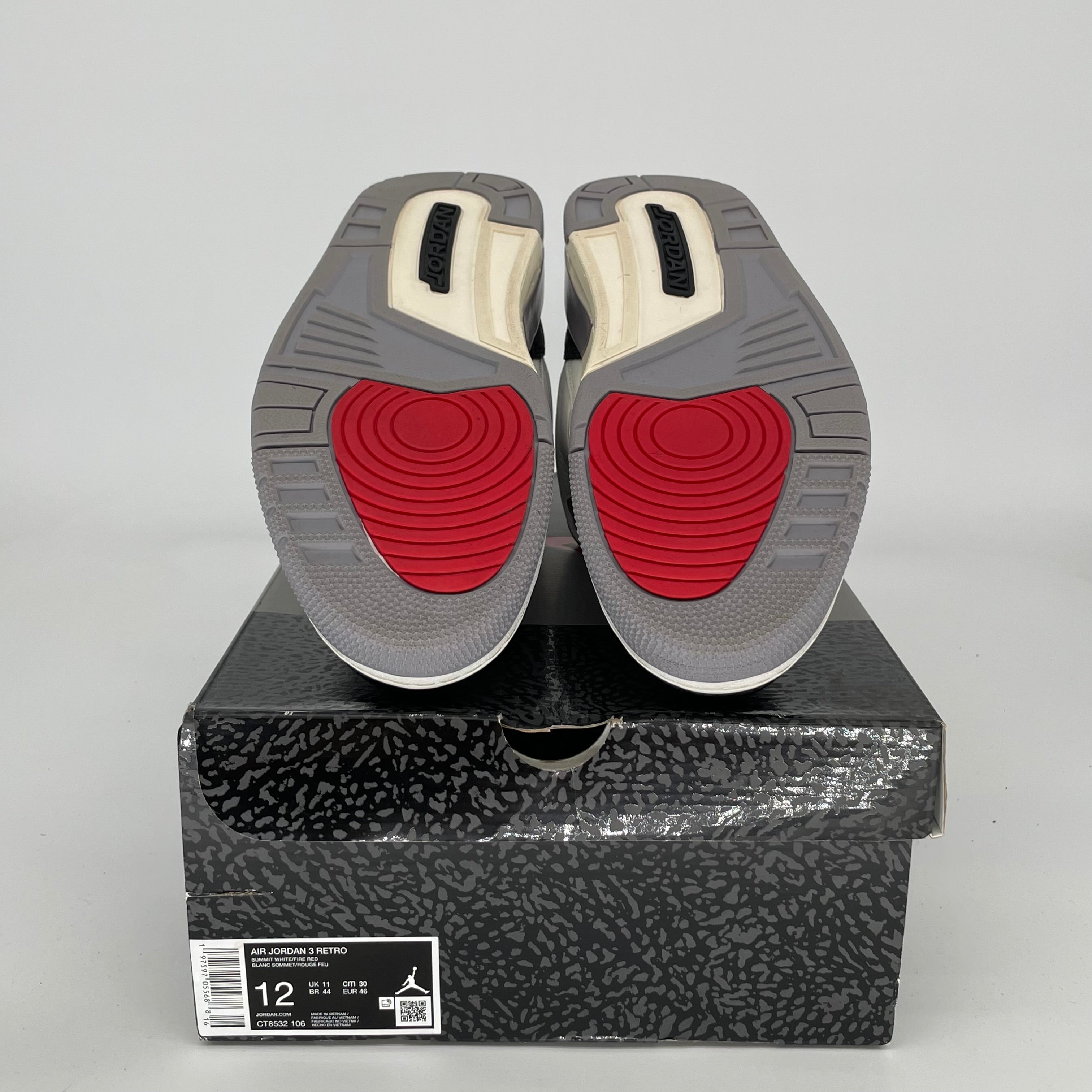 Air Jordan 3 Retro Cement Grey Men's Basketball Shoes Size 12 (CT8532-106) - Perfect for Streetwear & Court Performance