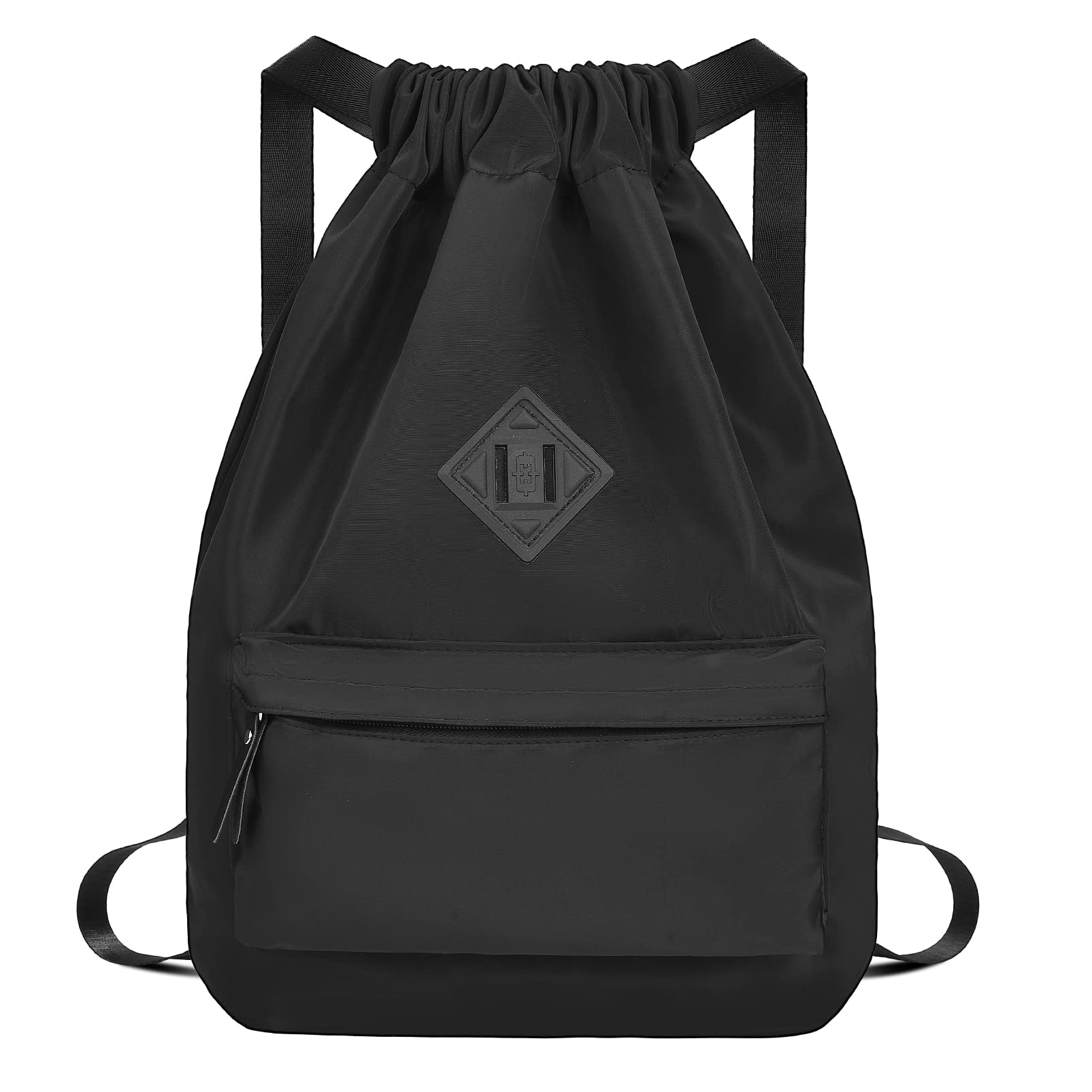 ATARNI Waterproof Nylon Drawstring Gym Backpack - Large Sports Equipment Storage Bag for Workout, Swimming, Travel & Beach - Lightweight Cinch Sack for Men, Women & Kids (Black) | Perfect for Gym, School, Yoga & Outdoor Activities