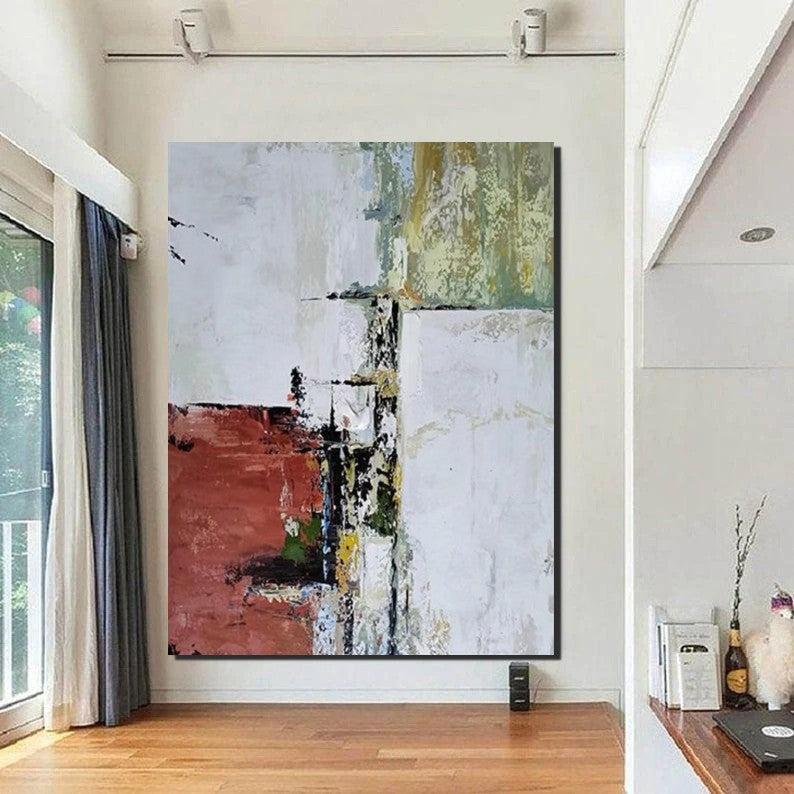 Modern Abstract Acrylic Painting on Canvas - Large Red Contemporary Art for Living Room & Bedroom Wall Decor - Perfect for Home Office and Apartment Interior Design