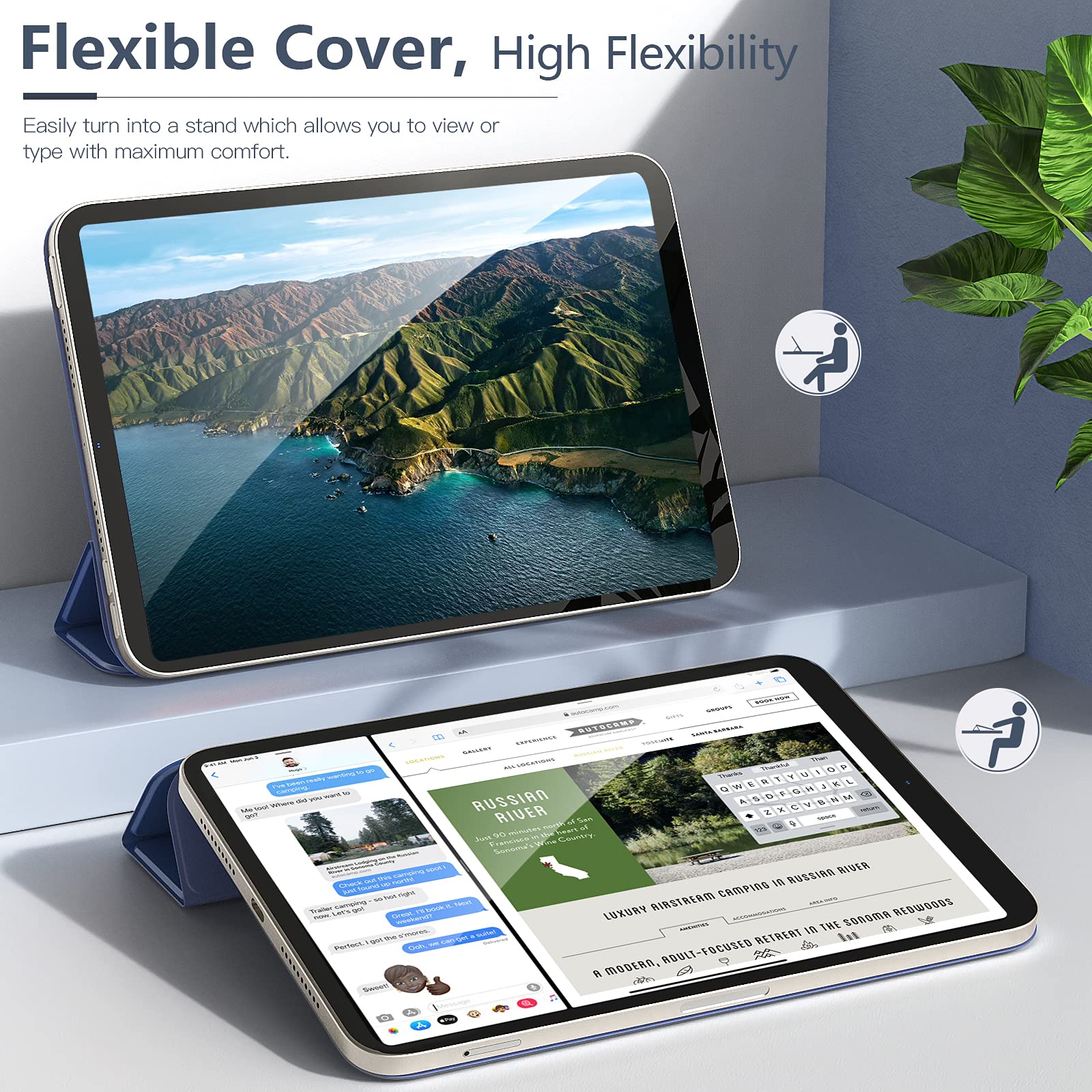 TiMOVO Magnetic Smart Folio Case for iPad Mini 7 2024 (A17 Pro) & iPad Mini 6 2021 - 8.3 Inch Trifold Stand Cover with Apple Pencil Pro Support - Navy Blue - Perfect for Work, Study & Travel Protection