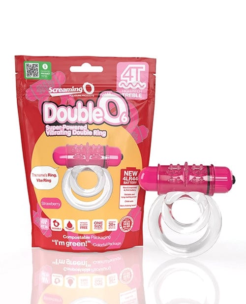 Screaming O 4T DoubleO 6 Strawberry Flavored Personal Massager - Perfect for Couples & Solo Use in Bedroom or Travel