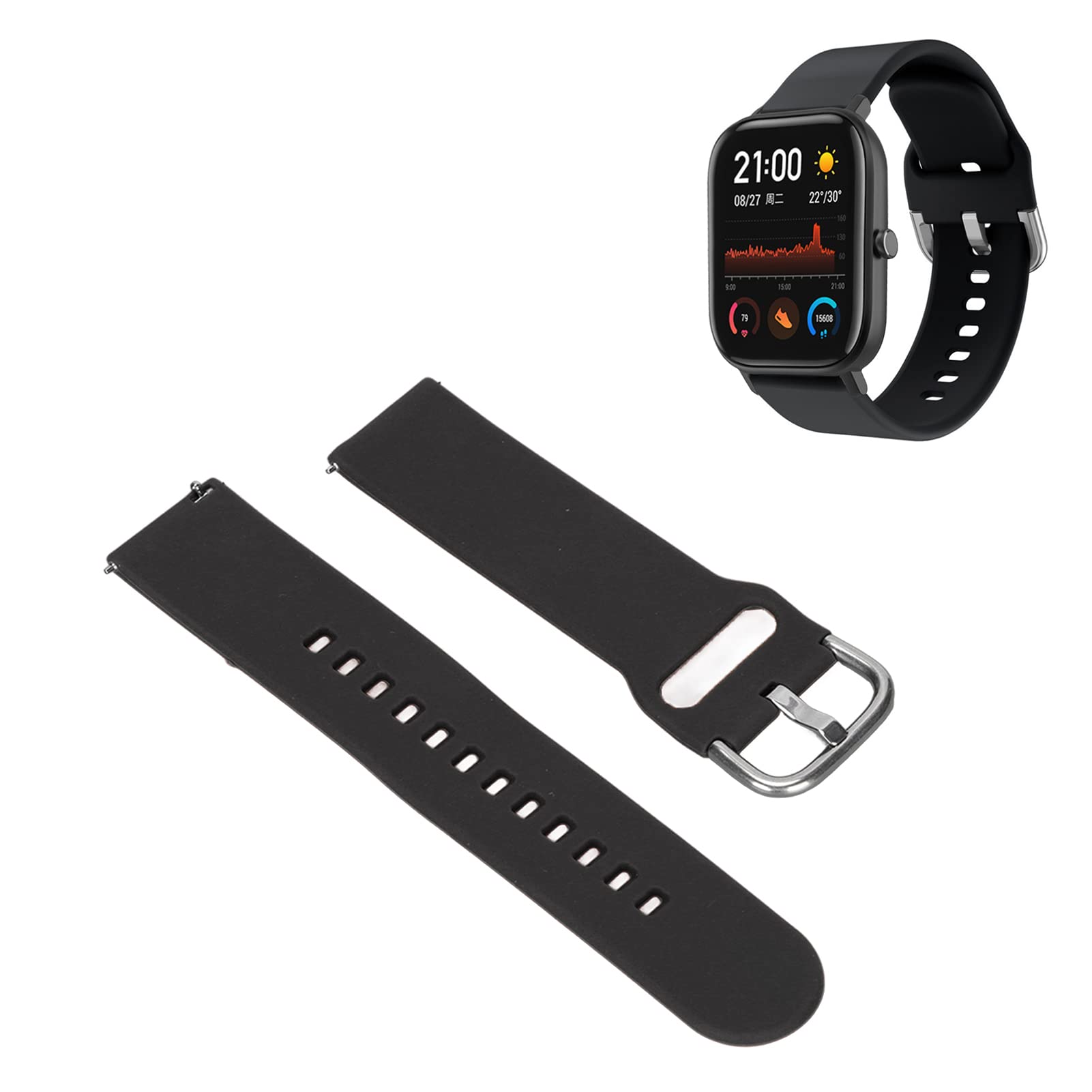 Premium Soft Silicone Watch Band for Amazfit Bip U - Skin-Friendly, Adjustable, Anti-Lost Smartwatch Strap (Black) | Perfect for Workouts, Running & Daily Wear
