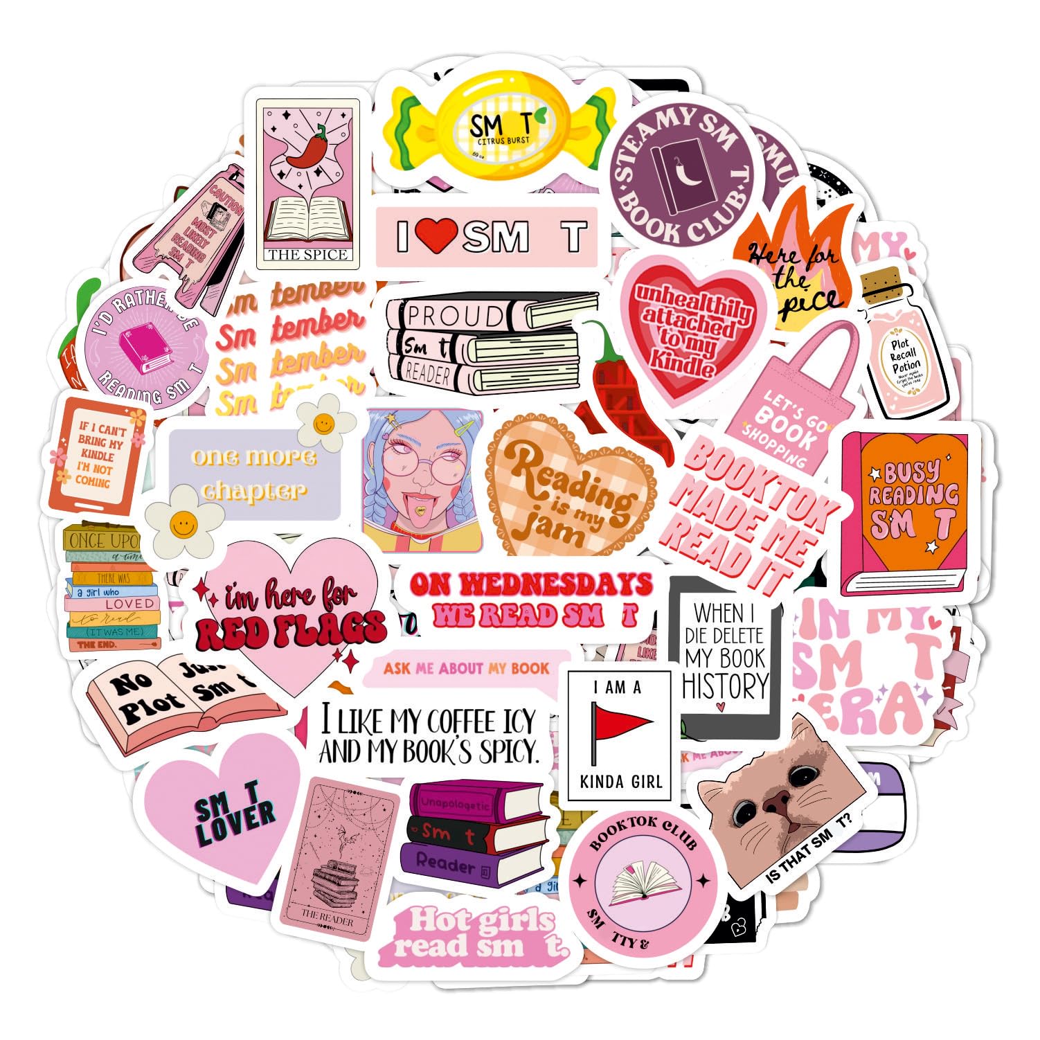 100Pcs SMU_tty Book Stickers - Dark Romance & Spicy Book Stickers for Kindle, BookTok, Journals & Planners - Perfect for Book Lovers Gifts, Reading Accessories & Aesthetic Decor (Ideal for Bookish Merch, Adult Readers & Reading Enthusiasts)