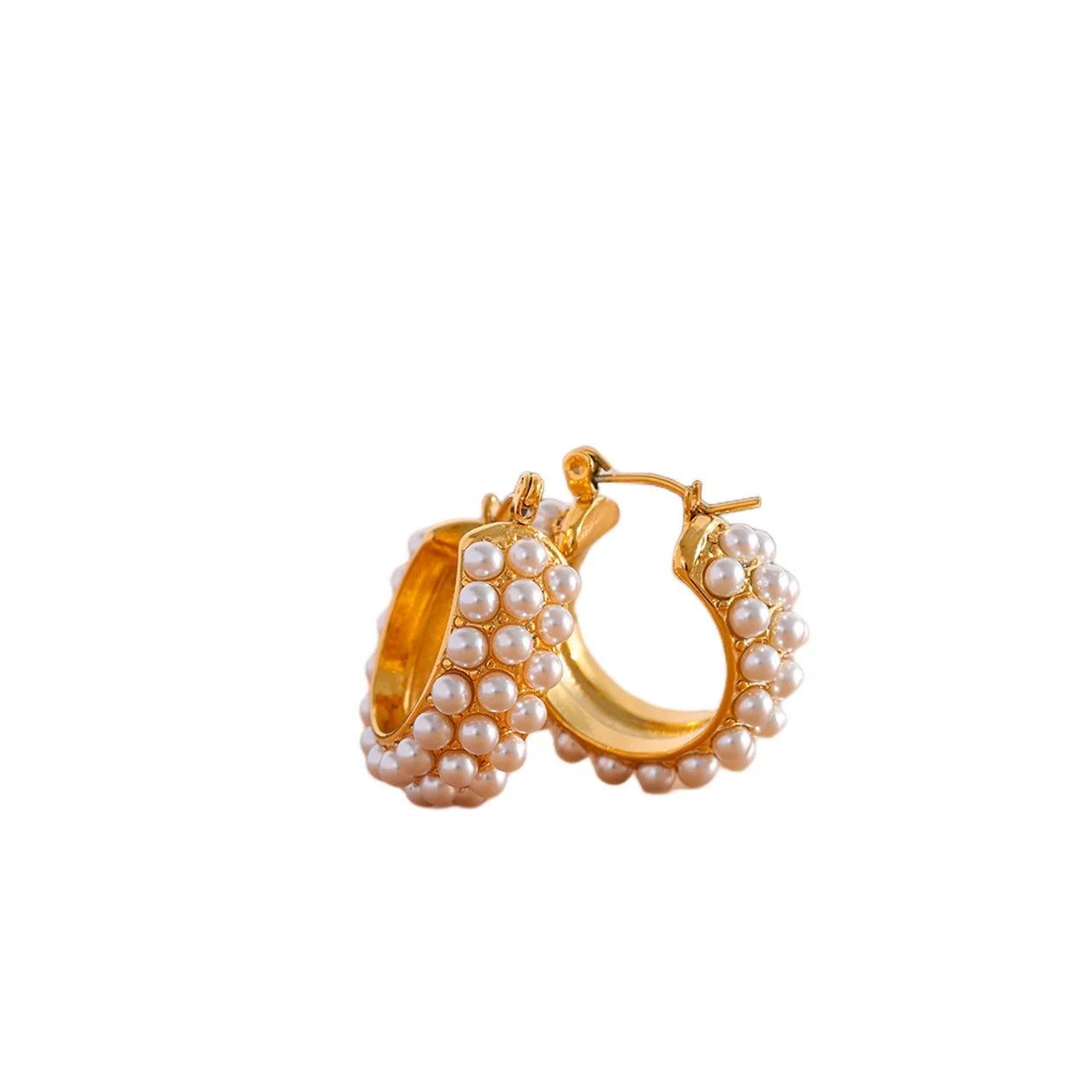 Lauren Kenzie Lily Pearl Hoops - Elegant Pearl Earrings for Women, 18K Gold Plated Dangle Hoop Earrings | Perfect for Weddings, Parties & Everyday Wear