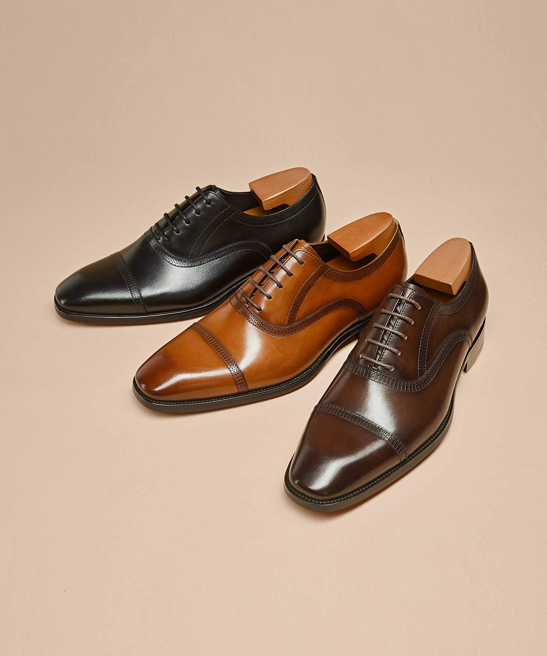 Men's Formal Oxford Leather Wingtip Dress Shoes - Classic Lace Up Business & Wedding Shoes for Professional & Special Occasions