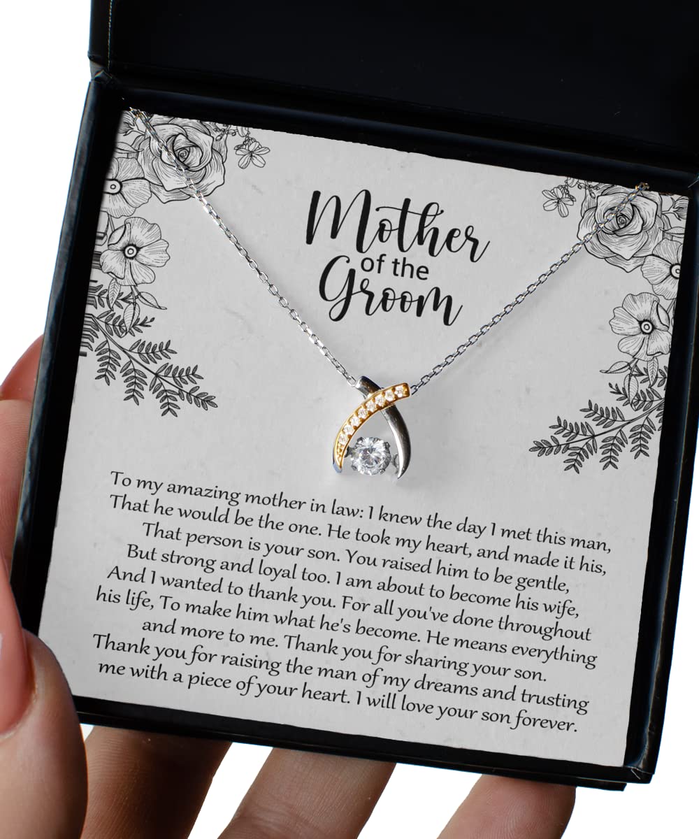 Wishbone Dancing Necklace - Elegant Mother of the Groom Gift & Mother-in-Law Wedding Jewelry | Perfect for Weddings, Anniversaries & Special Occasions