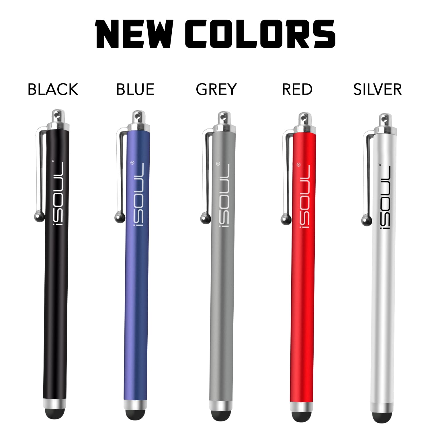 ISOUL Stylus Touch Pen [5-Pack] - Precision Capacitive Touchscreen Stylus for iPhone, iPad, Galaxy, Android Tablets & More - Compatible with iPad Mini/Pro, Galaxy Note/Tab, OnePlus, Nokia - Perfect for Drawing, Note-Taking & Digital Signatures (Black)