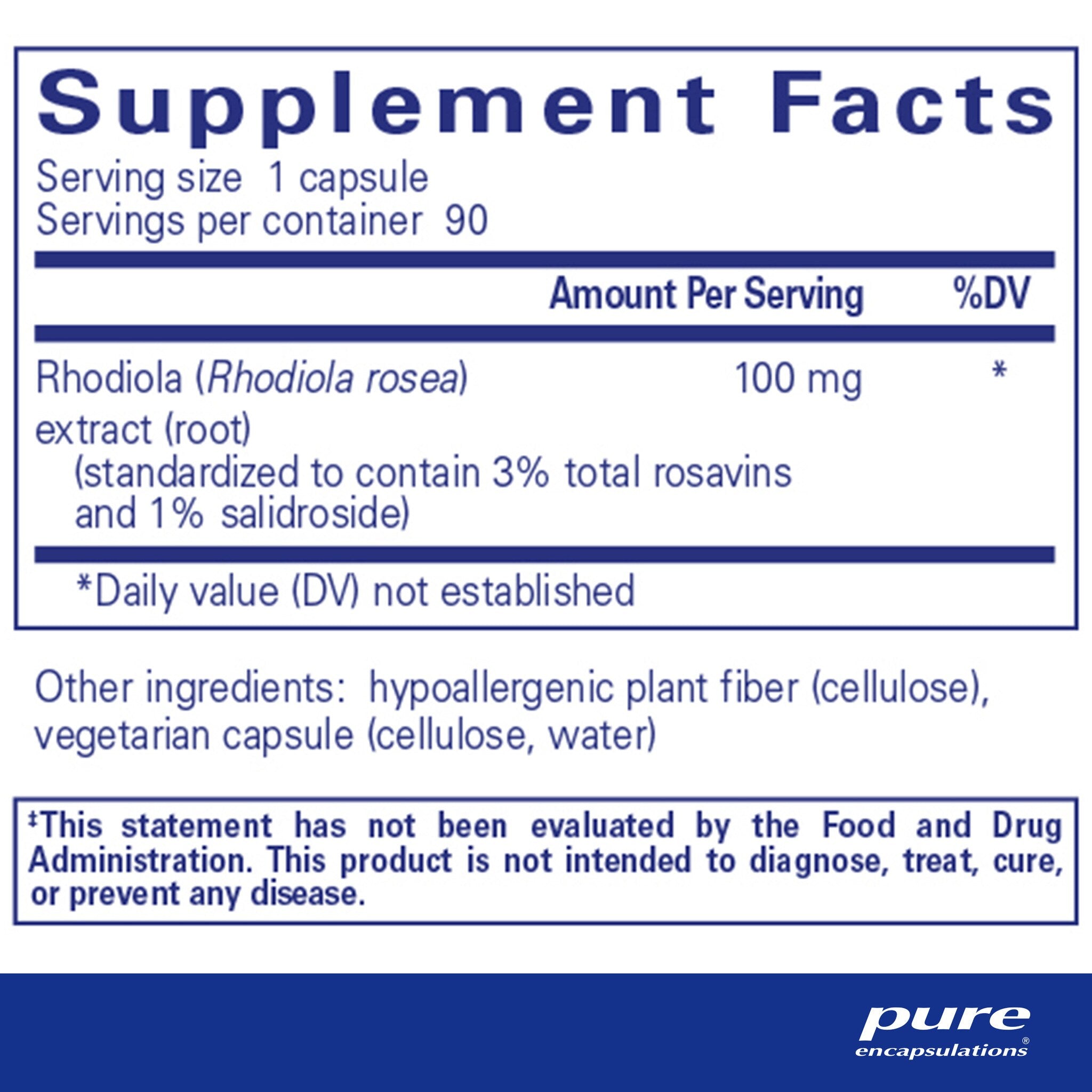 Pure Encapsulations Rhodiola Rosea Supplement - Stress Relief & Energy Support for Work, Study & Fitness | Adaptogenic Herbal Extract