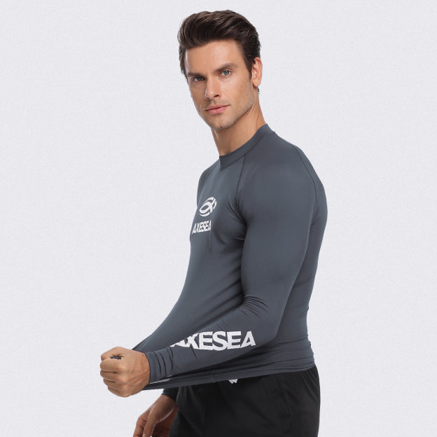 Men's UPF 50+ Long Sleeve Rash Guard Shirt - Sun Protection Swim Shirt for Surfing, Swimming & Outdoor Activities