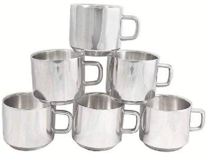 Premium SKARS Double Wall Insulated Stainless Steel Tea & Coffee Cups - 6-Piece Set (125ml/4.2oz) - Hot & Cold Beverage Tumbler for Home, Office, Camping & Travel