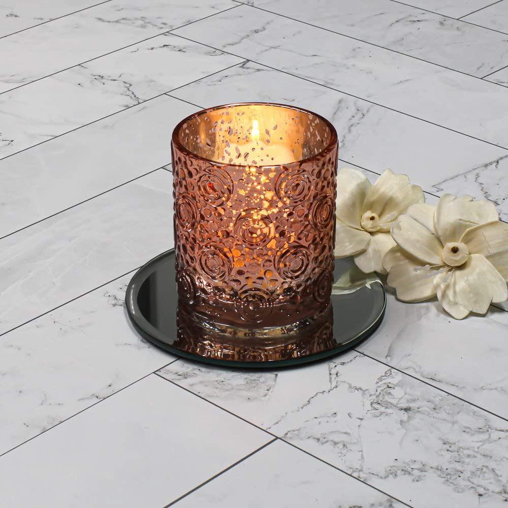 Richland Nadine Rose Gold Mercury Glass Candle Holders - Set of 6 for Wedding Centerpieces, Table Decor, Home Decor & Party Decorations