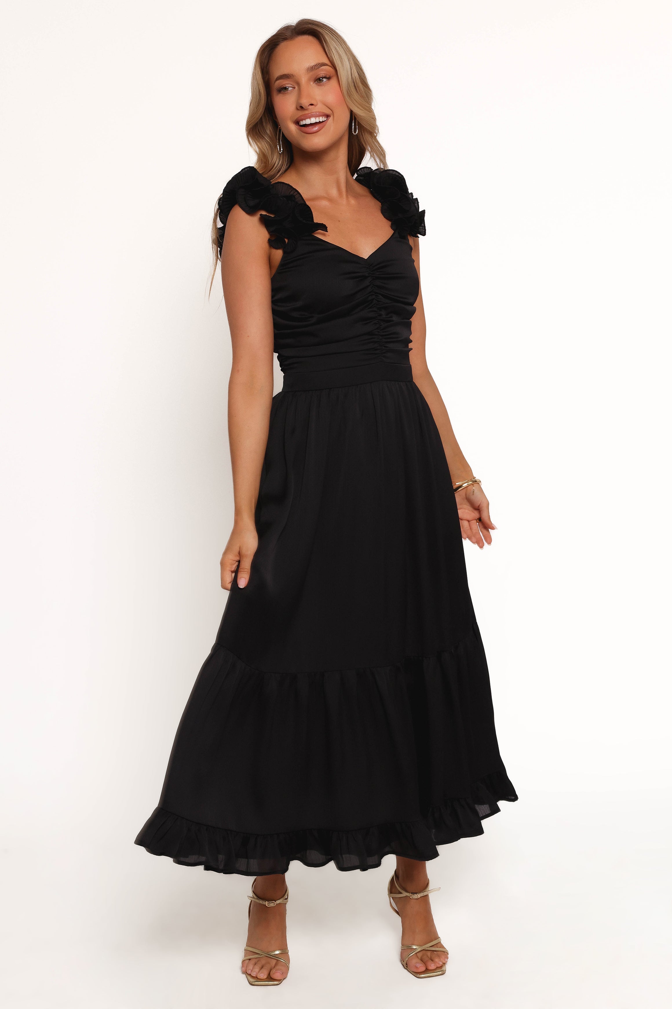 Inca Midi Dress for Women - Elegant Black Flowy Summer Dress for Casual Wear, Date Night & Beach Vacation