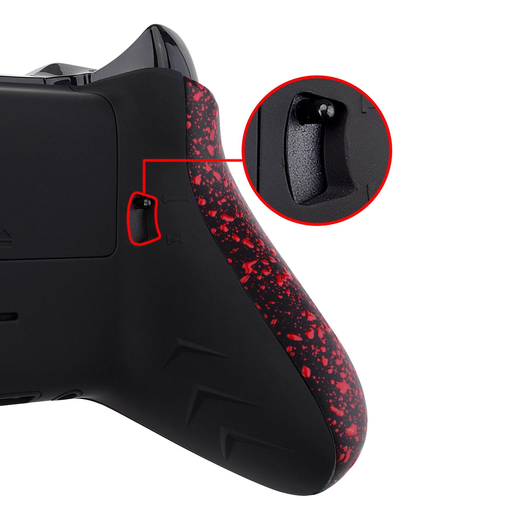 eXtremeRate Textured Red FlashShot Trigger Stop Bottom Shell Kit for Xbox One S & X Controller - Redesigned Back Shell, Handle Grips & Dual Trigger Locks (Model 1708 X1GZ005) | Enhanced Gaming Performance for FPS & Competitive Play