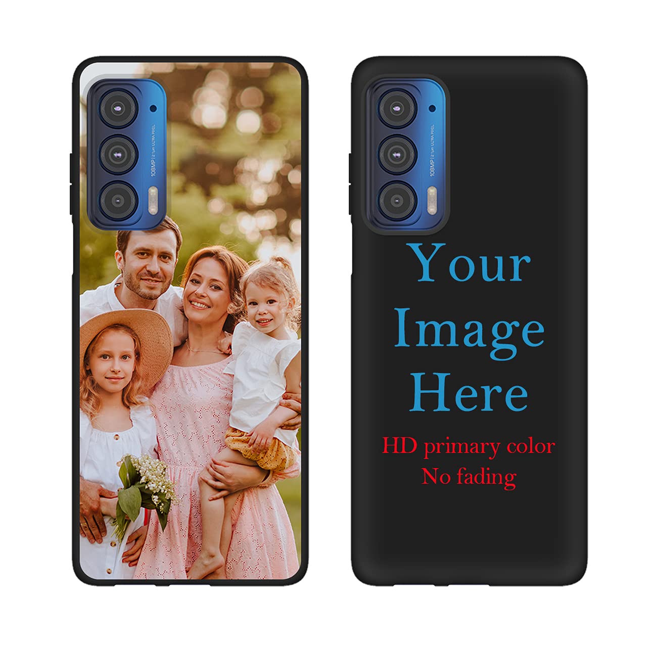 Custom Personalized Photo Text Name Phone Case for Motorola Edge 2021/Edge 5G UW - Anti-Scratch Soft TPU Protective Cover (Black) - Perfect for Daily Use, Travel & Gift Giving