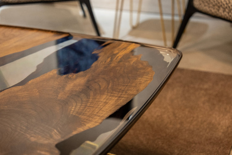 Luxury Ivory Epoxy Resin Coffee Table for Living Room - Modern Dining Table for Home Decor, Office, Lounge & Hotel Use