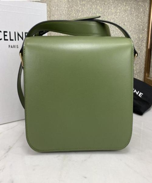 Celine Medium Triomphe Bag in Shiny Calfskin Light Khaki - Luxury Designer Handbag for Women, Perfect for Work, Evening Events & Everyday Use