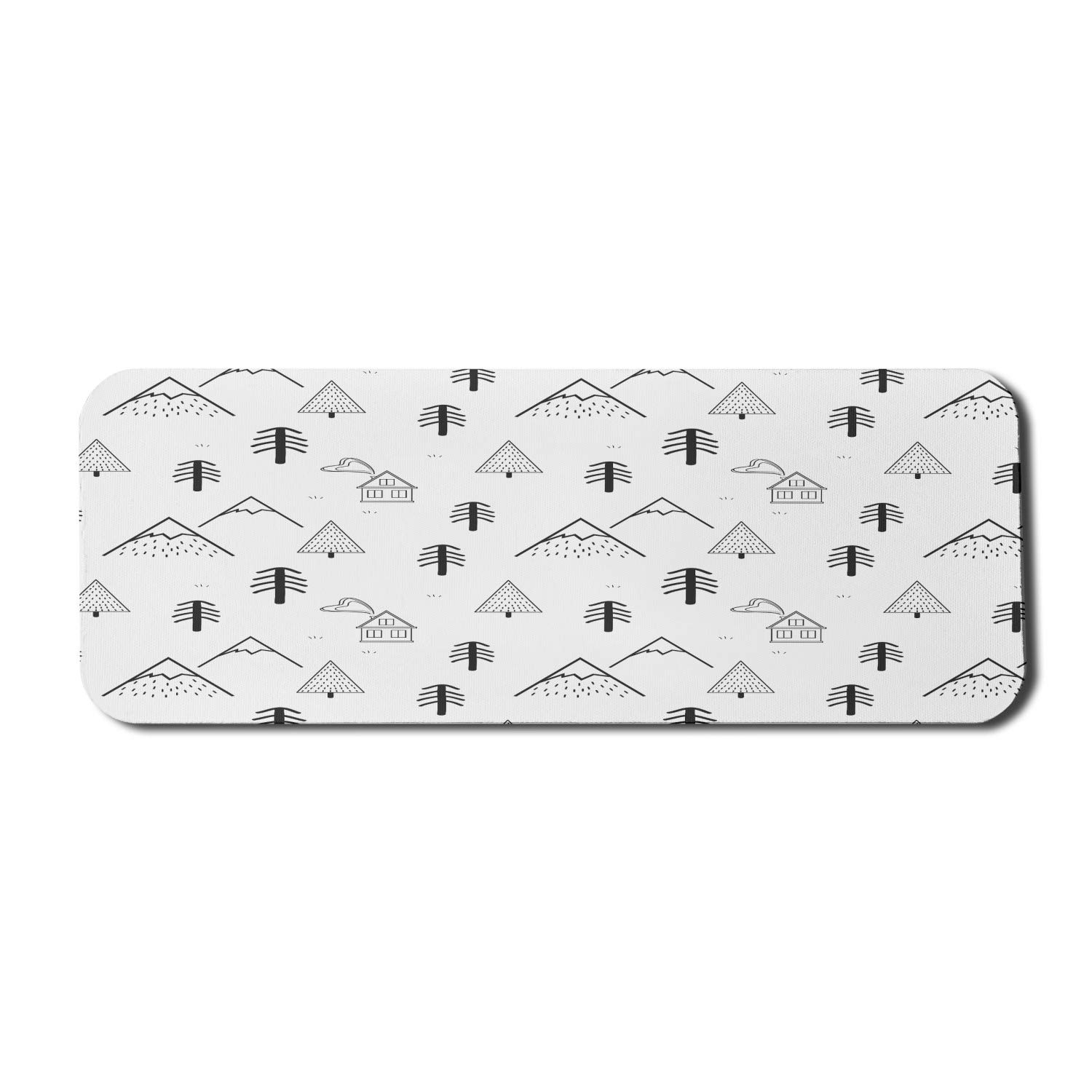 Ambesonne Landscape Computer Mouse Pad - Hand Drawn Mountain & Forest Design, Non-Slip Rubber Base, Large 31