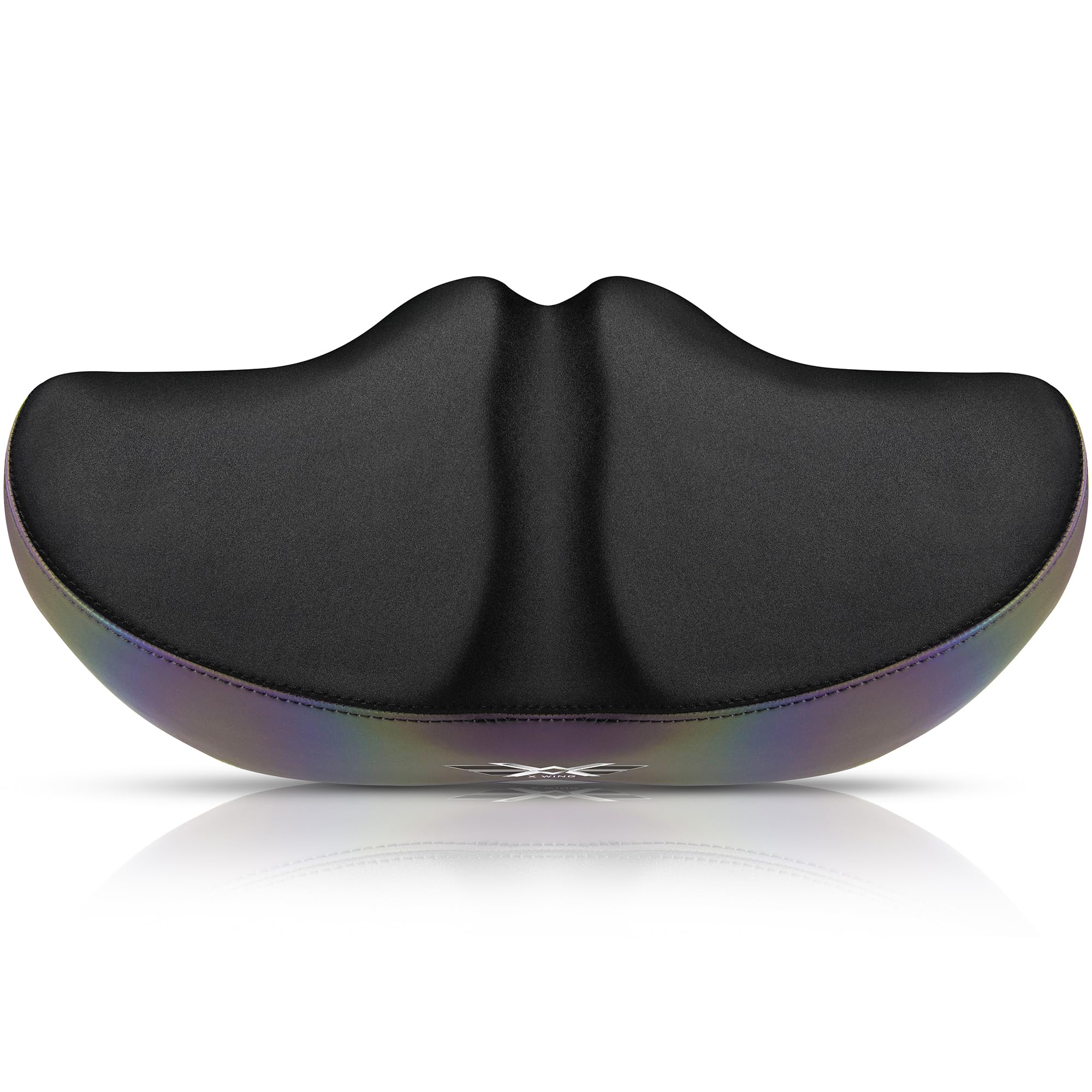 X WING Wide Comfort Noseless Bike Seat Cushion for Men & Women - Extra Padding Ergonomic Design for Peloton, Electric, City & Stationary Bikes - Perfect for Indoor Cycling, Commuting & Long Rides - Winged Bike Seat with Soft Cushion Support