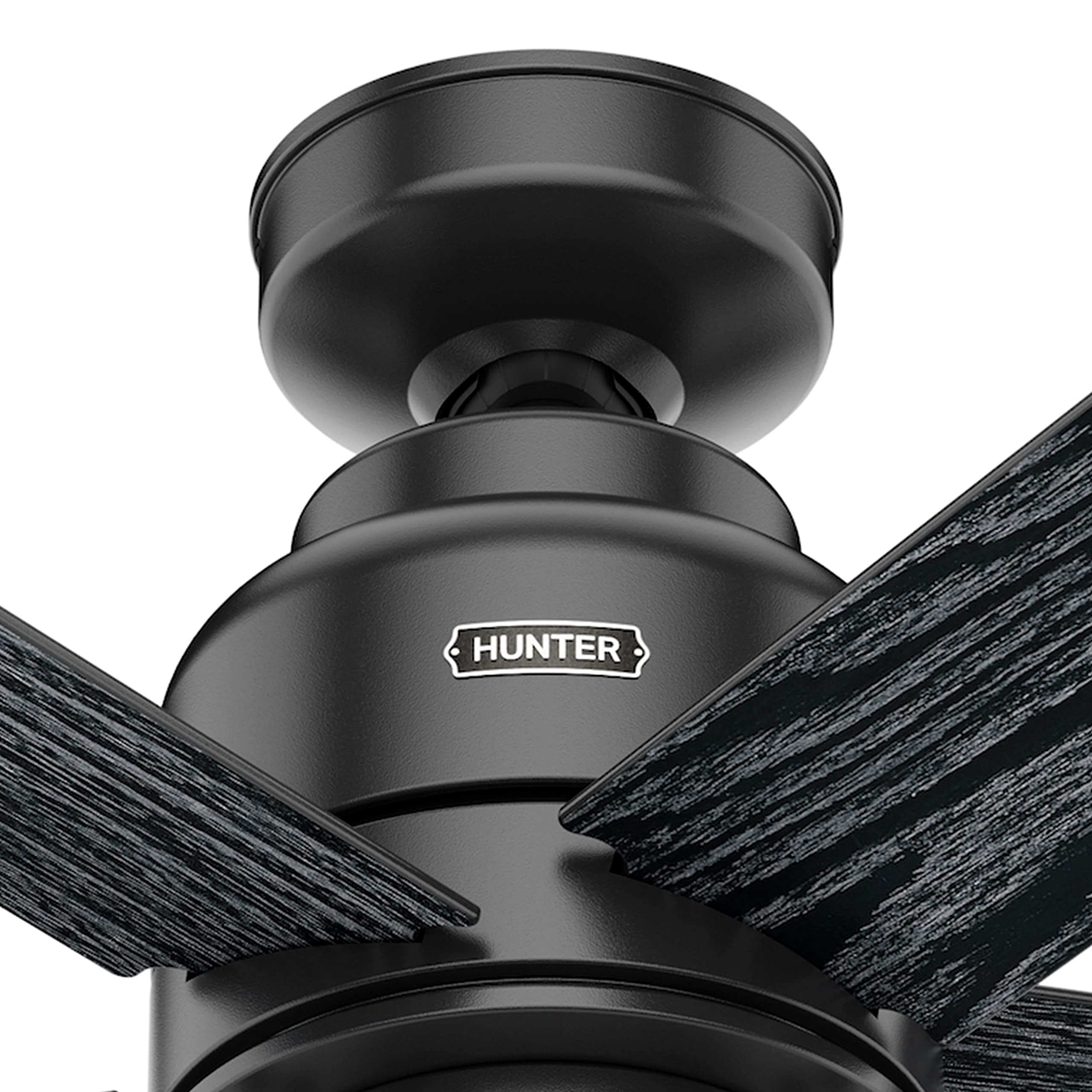 Hunter Fan 52 Inch Modern Matte Black Ceiling Fan with Wall Control & Light Kit - 5 Blade Indoor Cooling Fan for Living Room, Bedroom, or Office (Renewed)