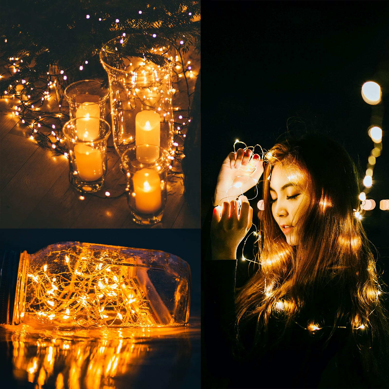 Beieverluck 10 Pack 33FT 100 LED Fairy Lights Battery Operated with Remote & Timer - Waterproof String Lights for Indoor Outdoor Decor - Perfect for Bedroom, Wedding, Christmas, Garden & Party Decorations (Warm White)