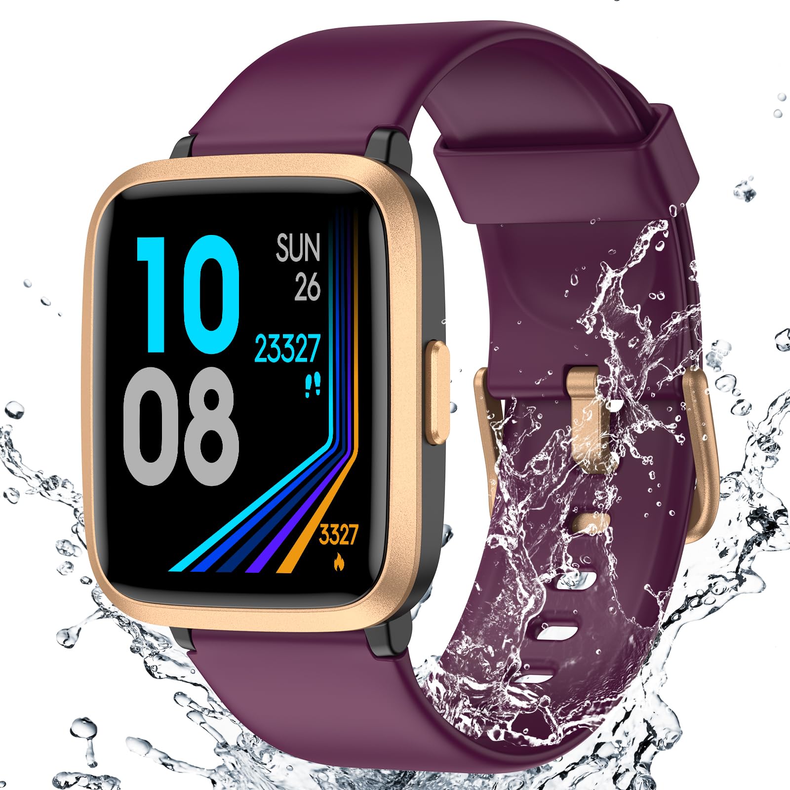 Fitness Tracker Watch with Heart Rate Monitor, Large Screen Activity Tracker - Pedometer, Sleep Monitor, Calories & Step Counter, 5ATM Waterproof Smart Watch for Women & Men - Perfect for Running, Swimming, Gym Workouts & Daily Activity Tracking