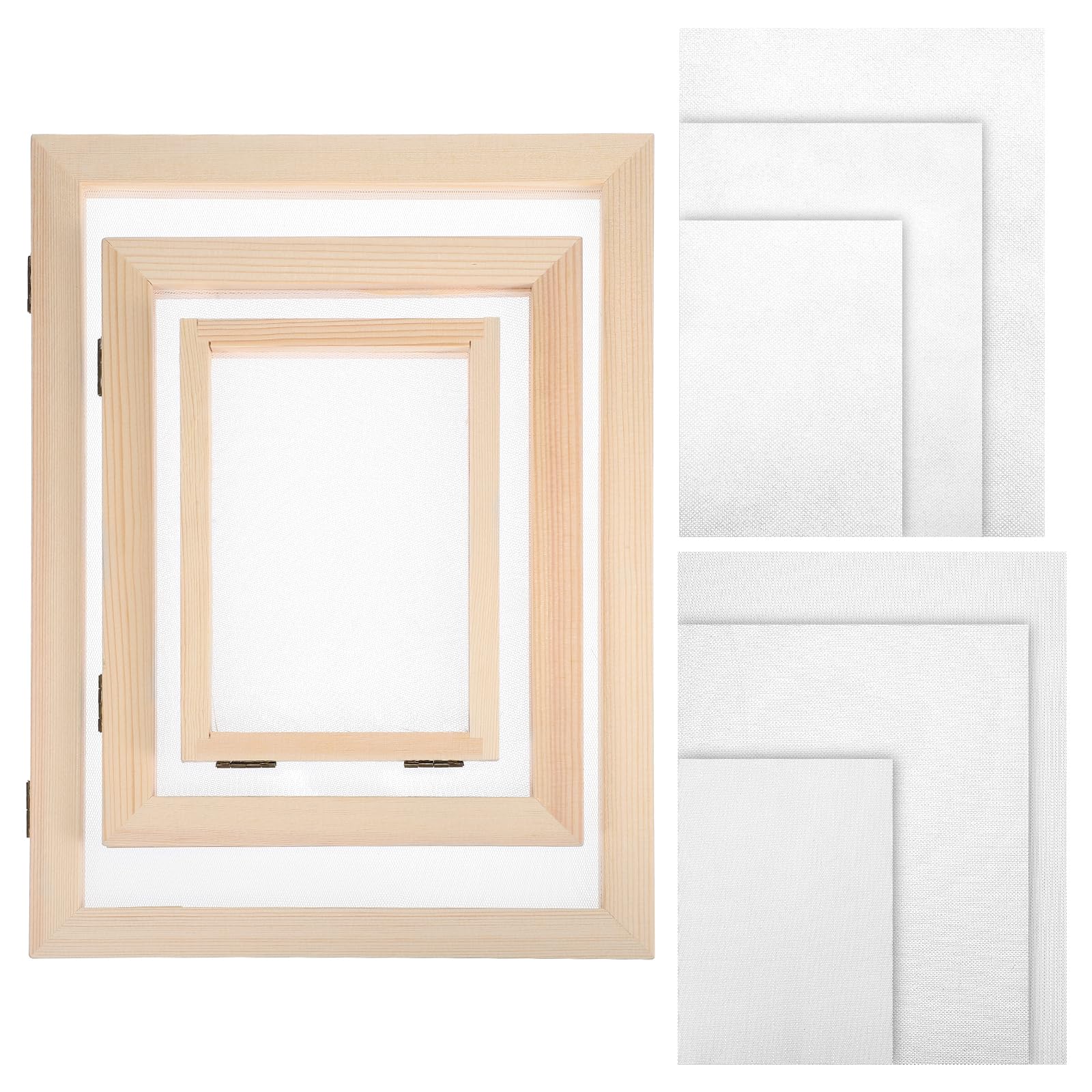 VILLCASE Wooden Paper Making Screen - 3 Size Paper Making Mold Frame with Mesh & Cloth - DIY Paper Craft Supplies for Handmade Cards, Scrapbooking & Art Projects - Perfect for Home, School & Craft Workshops