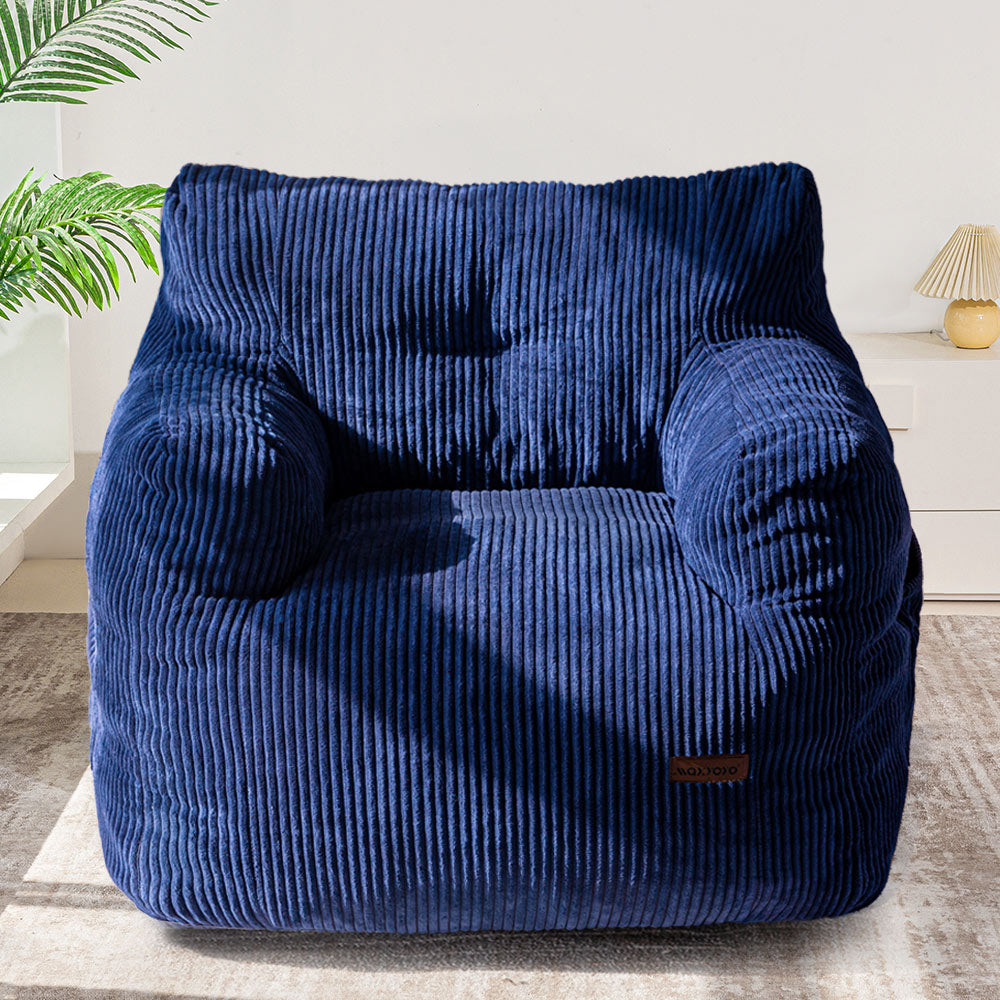 MAXYOYO Tufted Corduroy Bean Bag Chair - Oversized Bean Bag Couch with Removable Filler for Adults & Teens, Navy Blue - Perfect for Living Room, Bedroom, Dorm or Game Room Relaxation
