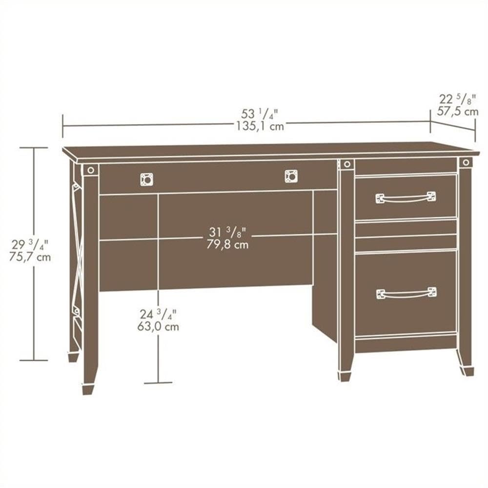 Pemberly Row Rustic Engineered Wood Computer Desk in Washington Cherry - Home Office Desk for Small Spaces, Work from Home & Study