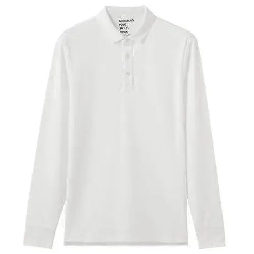 Premium Thick Cotton Men's Polo Shirt - Long Sleeve Casual Button Down Shirt for Business, Golf & Everyday Wear