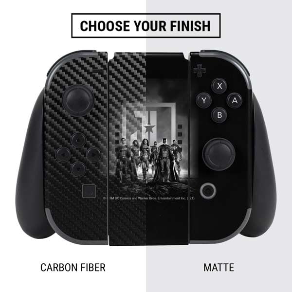 Official Justice League (2017) Black & White Gaming Skin Decal for Nintendo Switch Bundle - Licensed DC Comics Design - Perfect for Gaming Protection & Personalization