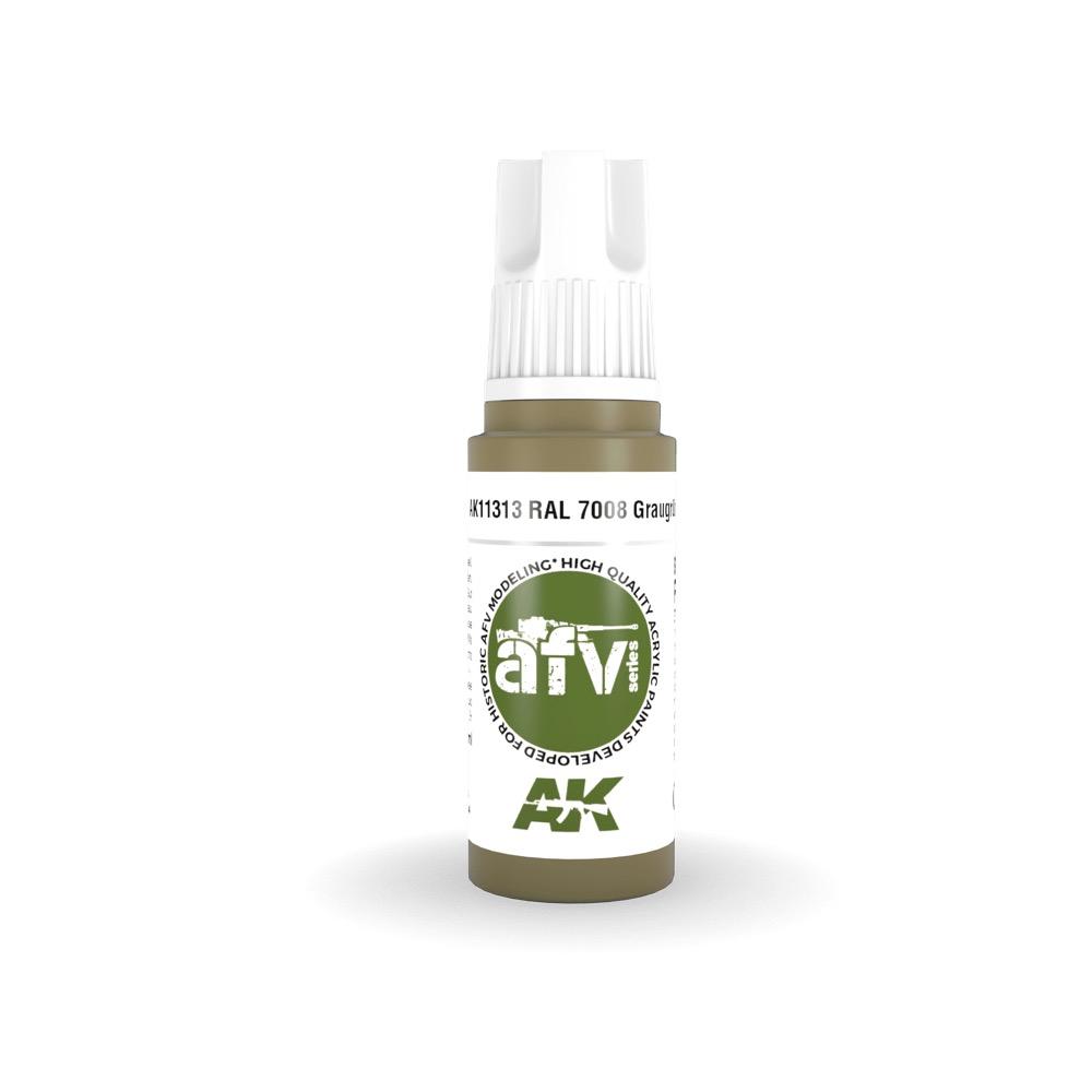 AK Interactive AK11313 AFV Series RAL 7008 Graugrun Acrylic Paint - 17ml Bottle - 3rd Generation Model Paint for Military Vehicles, Tanks & Dioramas - Perfect for Scale Modeling & Miniature Painting