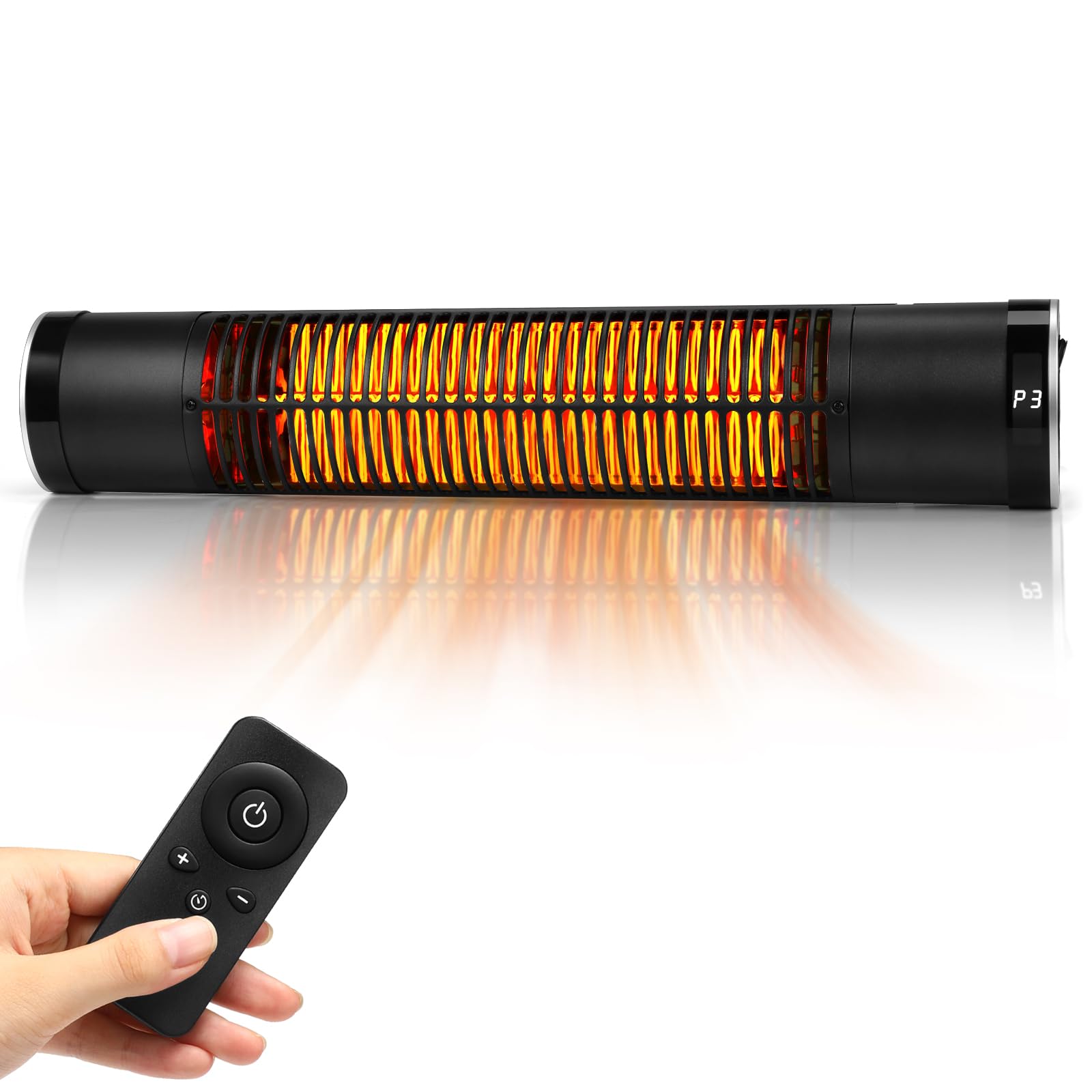 1500W Electric Outdoor Heater - Wall Mounted Carbon Infrared Patio Heater with Remote Control, 3 Heat Settings & 8H Timer - Perfect for Garage, Gazebo, Deck, Backyard, Restaurant Outdoor Seating & Winter Heating