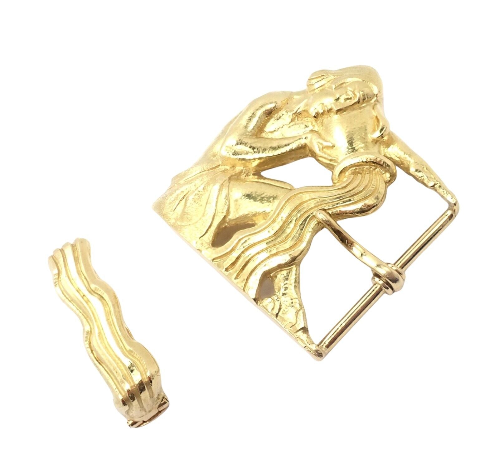Vintage David Webb 18k Yellow Gold Zodiac Aquarius Belt Buckle - 1980s Luxury Collectible Jewelry for Fashion & Special Occasions