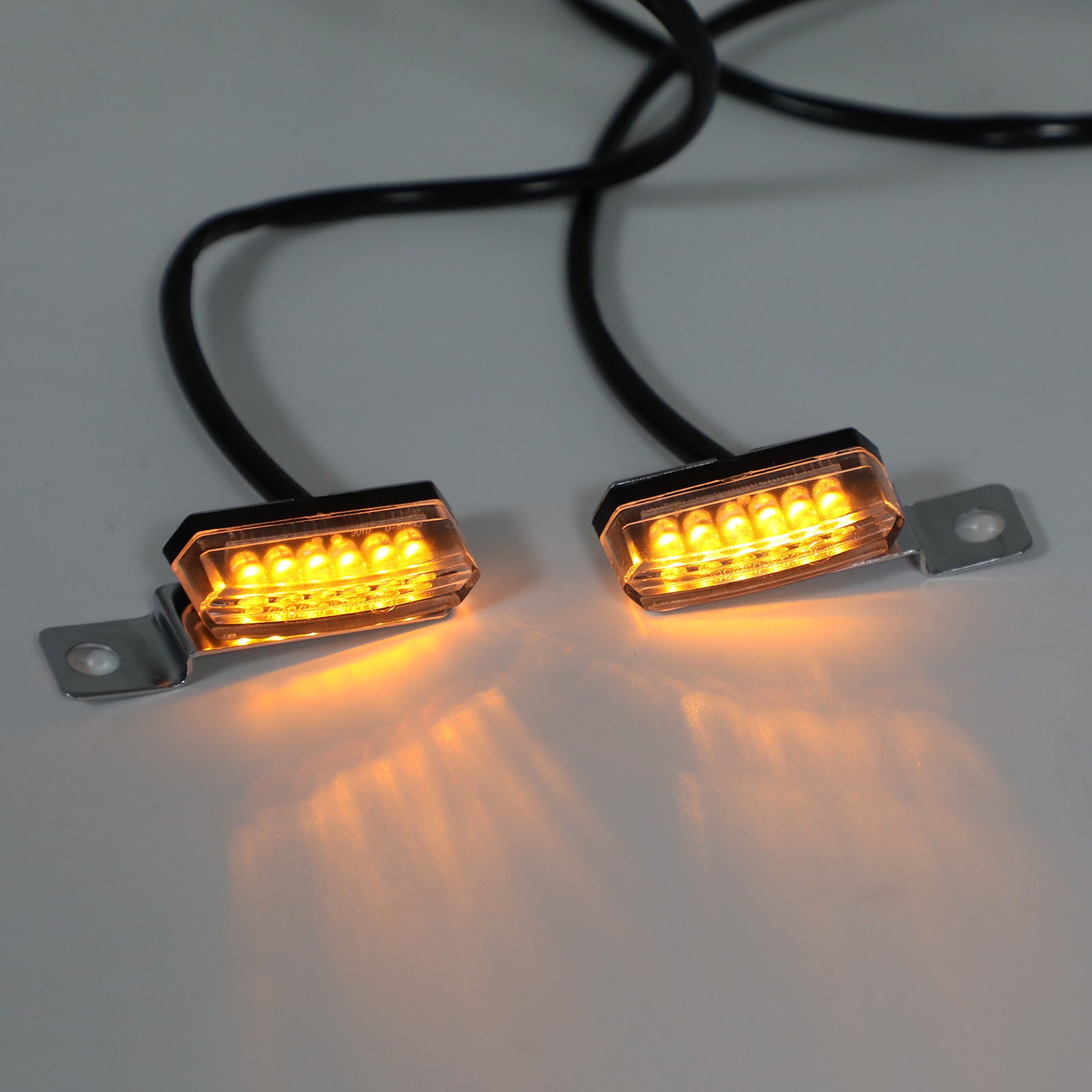 Universal Motorcycle LED Turn Signal Lights - Pair of Bright Front Indicator Lamps for Harley, Honda, Yamaha & More - Ideal for Night Riding and Safety Enhancement