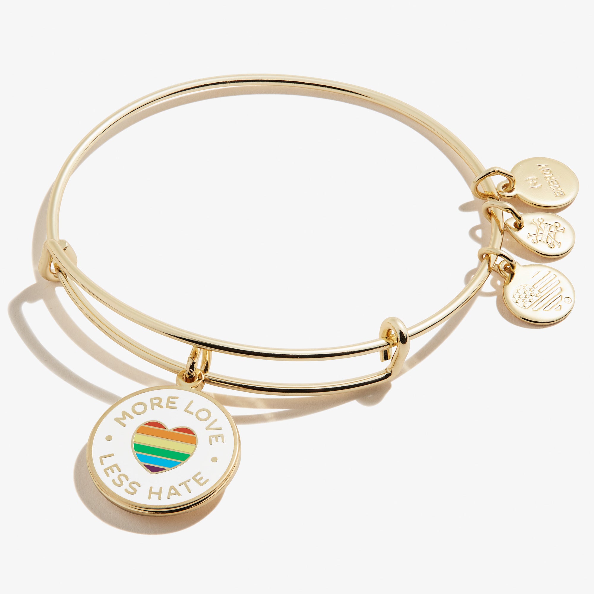 More Love Less Hate Charm Bangle - Inspirational Bracelet for Women, Trendy Adjustable Cuff for Daily Wear, Gift for Her - Perfect for Friendship, Self-Love & Positive Vibes
