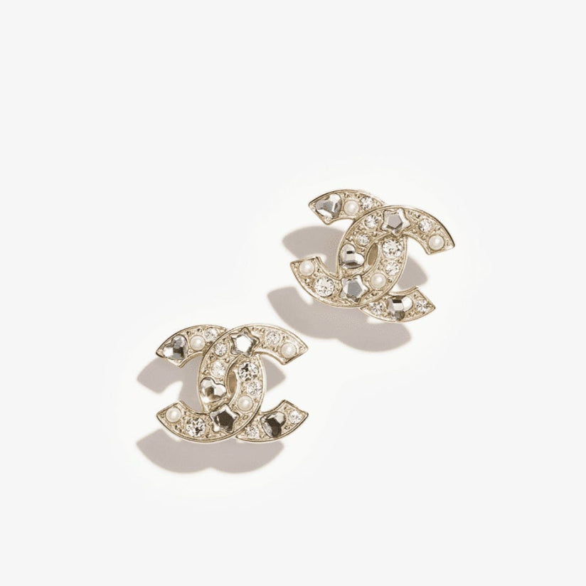 Chanel Stud Earrings for Women - Classic Luxury Fashion Jewelry Gift for Her - Perfect for Parties, Weddings & Special Occasions