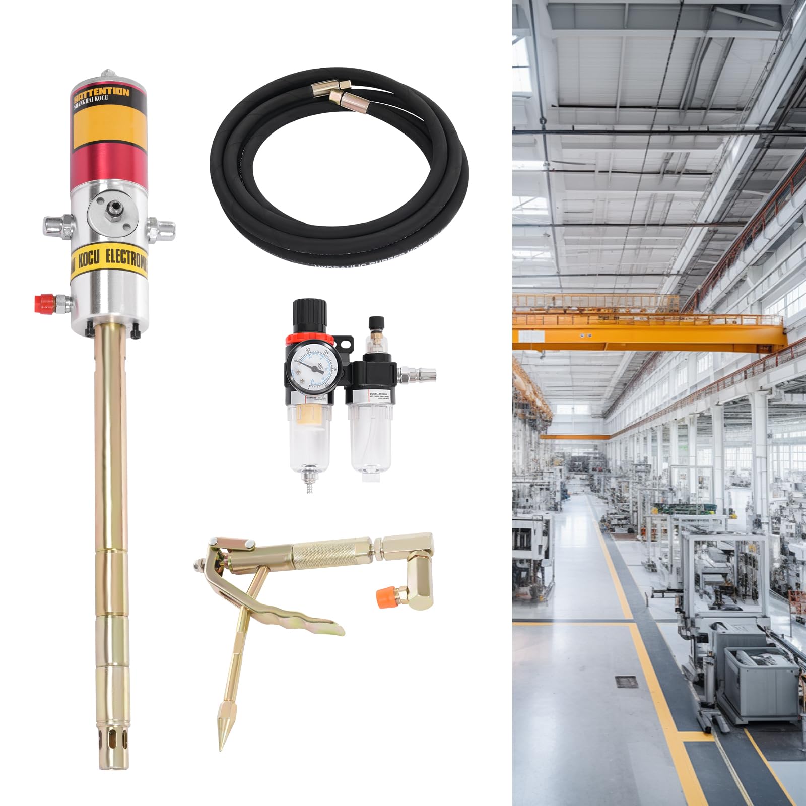 LYNICESHOP 50:1 Air Operated Pneumatic Oil Transfer Pump - Heavy Duty 35mm Drum Pump for 30-40MPa High Pressure Grease & Oil Transfer - Ideal for Automotive, Industrial & Marine Applications