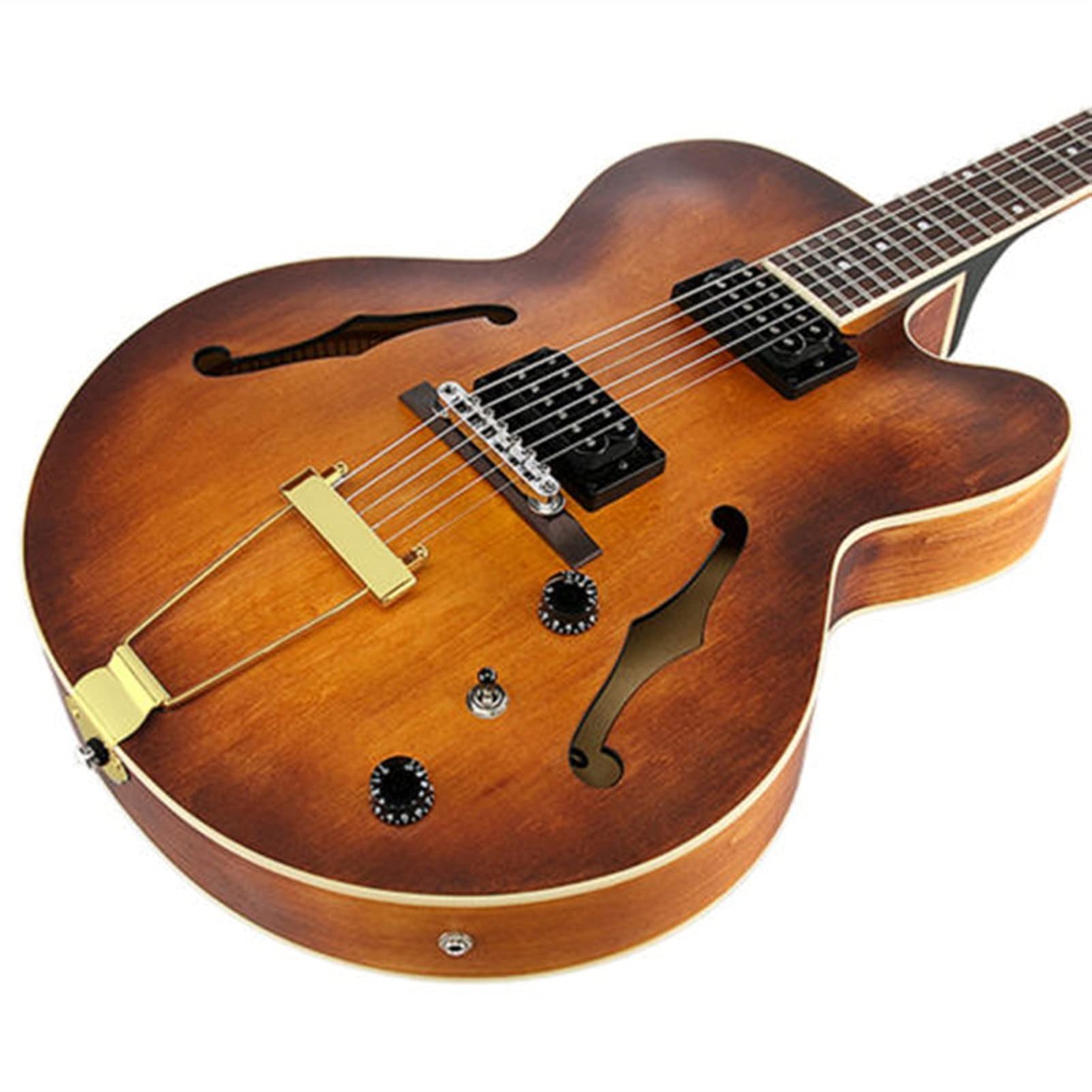Golden Electric Guitar Bridge for 6-String Hollow/Semi-Hollow Jazz Guitars - Premium Tailpiece Replacement Part | Perfect for Jazz Performances, Studio Recording & Guitar Upgrades