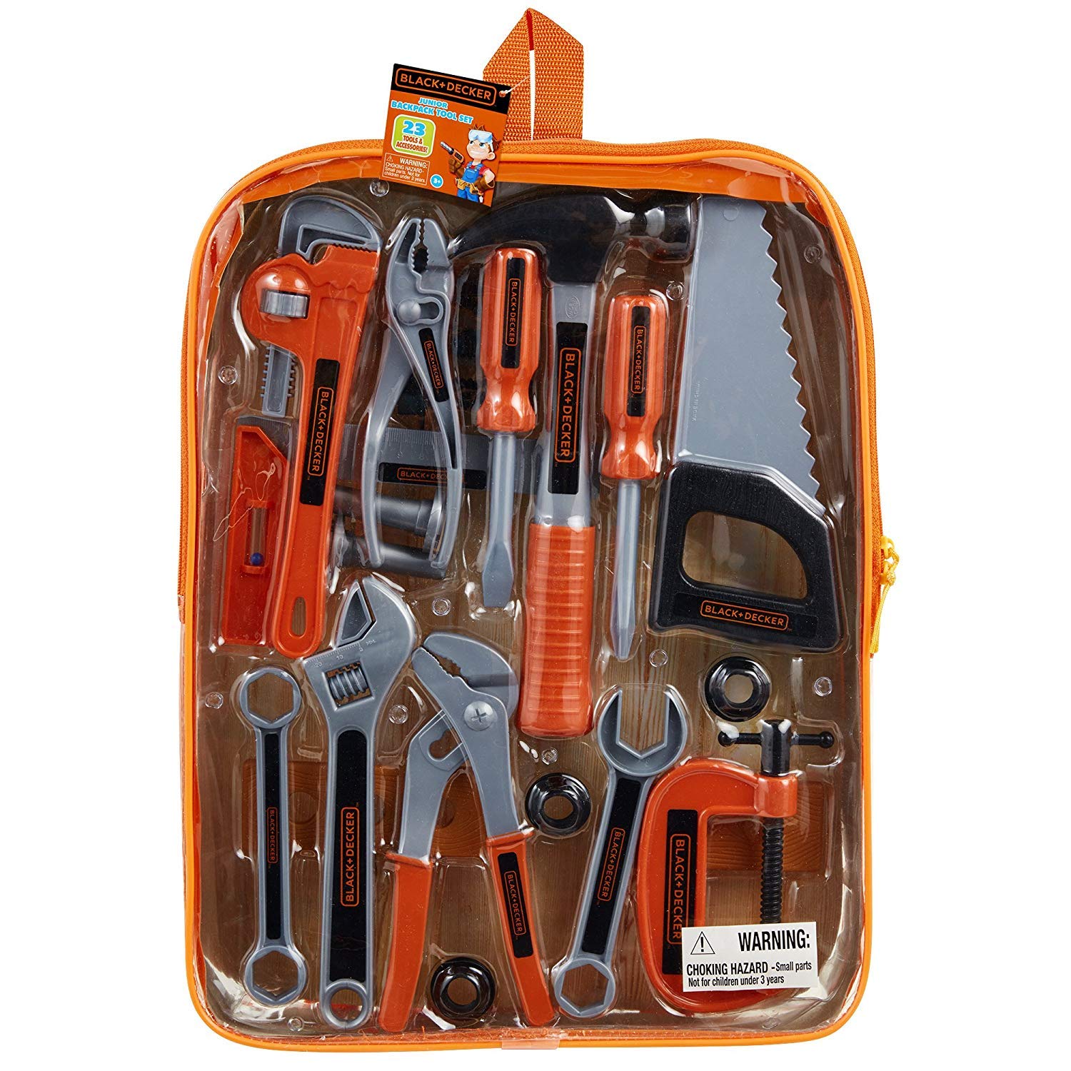 BLACK+DECKER Jr. 23-Piece Kids' Tool Backpack Set with Real Working Tools - Perfect for STEM Learning, DIY Projects & Pretend Play for Young Builders