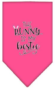 Bunny is My Bestie Screen Print Bandana - Soft Cotton Pet Bandanas in Multiple Colors - Perfect for Dog & Cat Accessories, Pet Parties & Photo Shoots