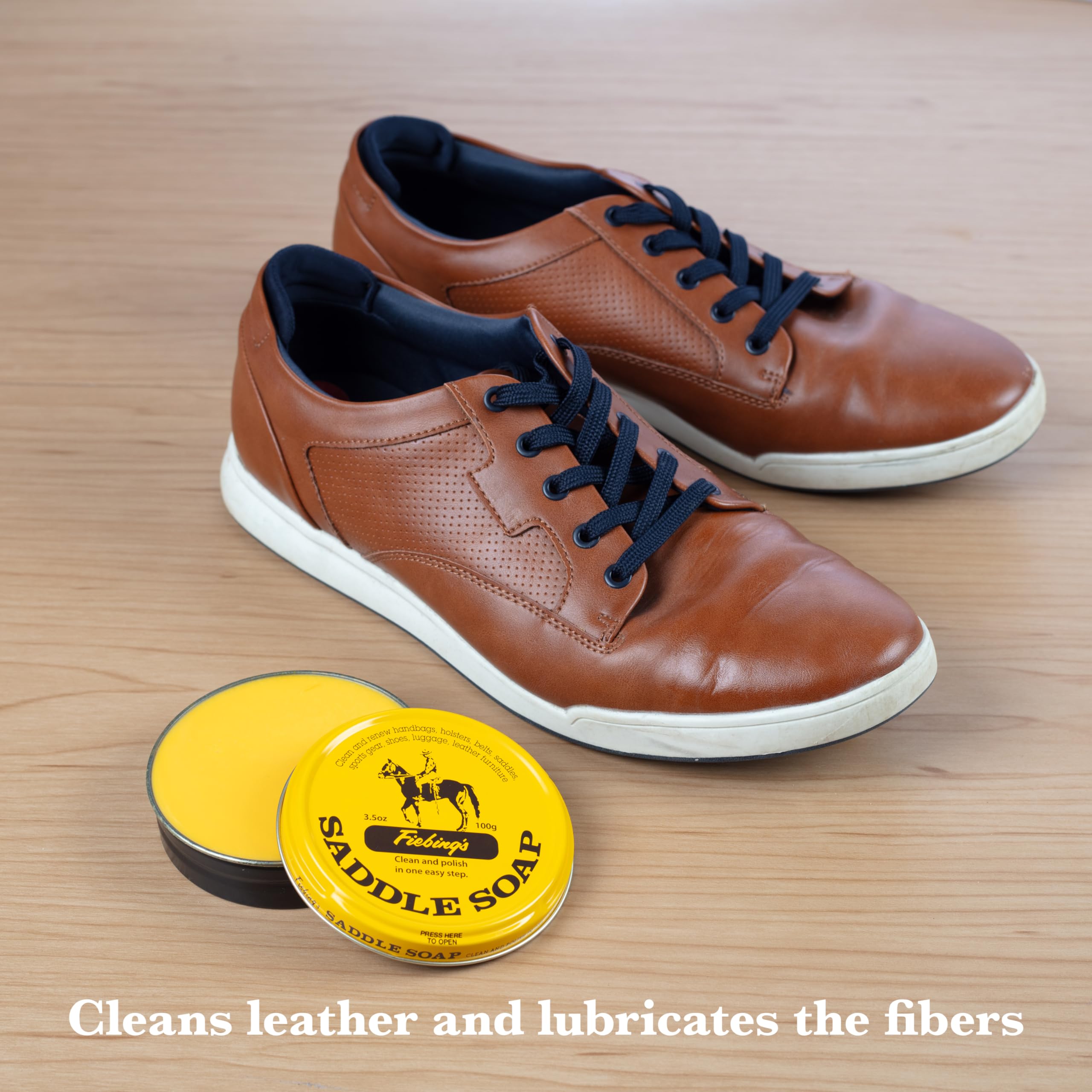 Fiebing's Yellow Saddle Soap (2 Pack, 3.5 oz Each) - Leather Cleaner & Conditioner to Soften, Protect & Restore - Ideal for Leathercraft, Car Seats, Couches, Shoes, Purses, Boots & Bags - Perfect for Leather Maintenance & Restoration Projects