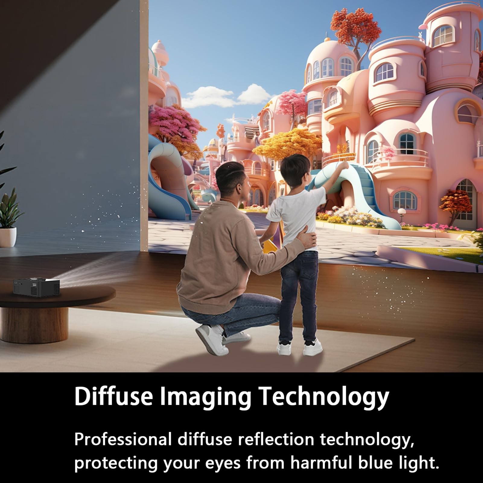 Hislaves Mini Projector - 1080P HD Portable Wireless Projector with Eye Protection for Home Theater, Bedroom, Outdoor Movies | Indoor & Outdoor Use for Camping, Backyard Parties, and Family Entertainment (Black)
